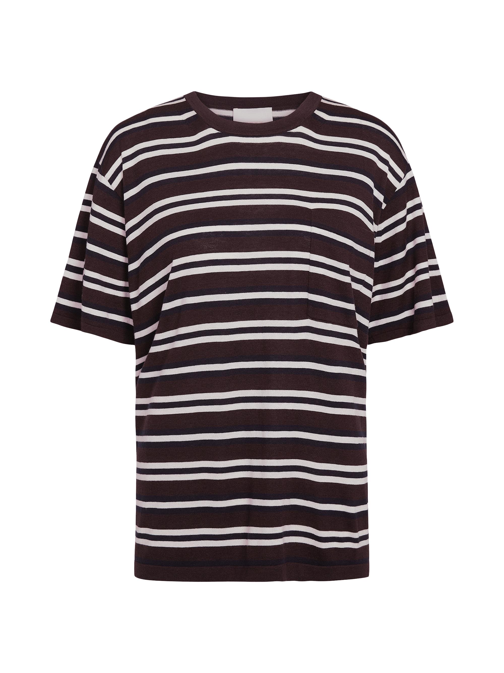 TWP Women's Striped Pocket T-Shirt - Midnight  Dark Chocolate