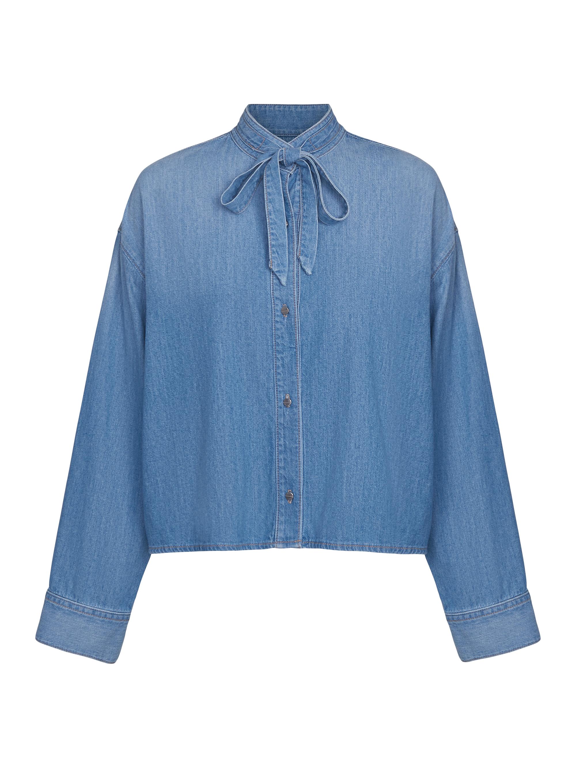 TWP Tie-Neck Denim Button-Front Shirt | Saks Fifth Avenue