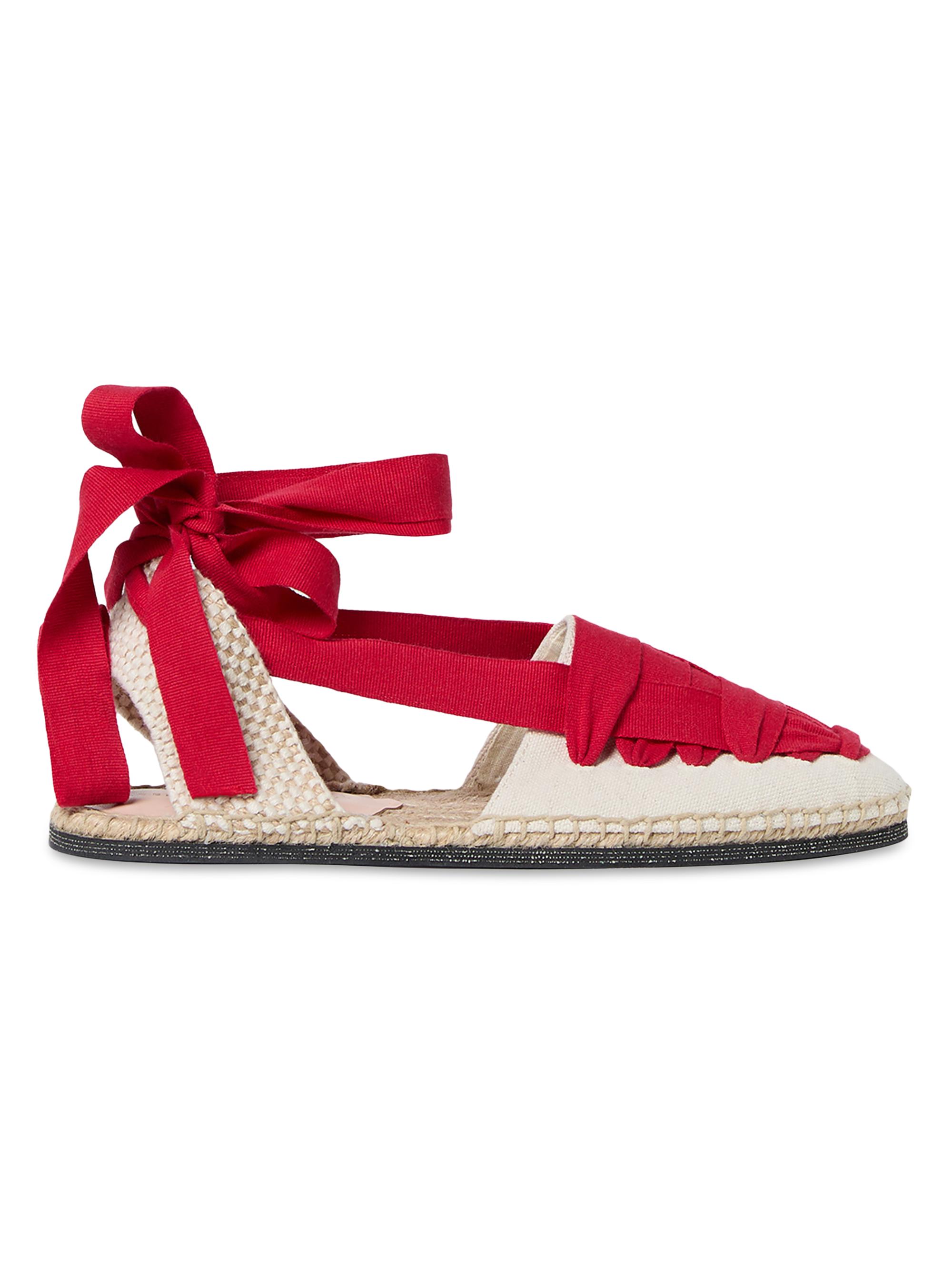 Loeffler Randall Women's Wilson Flat Ankle-Wrap Espadrilles - Natural Red