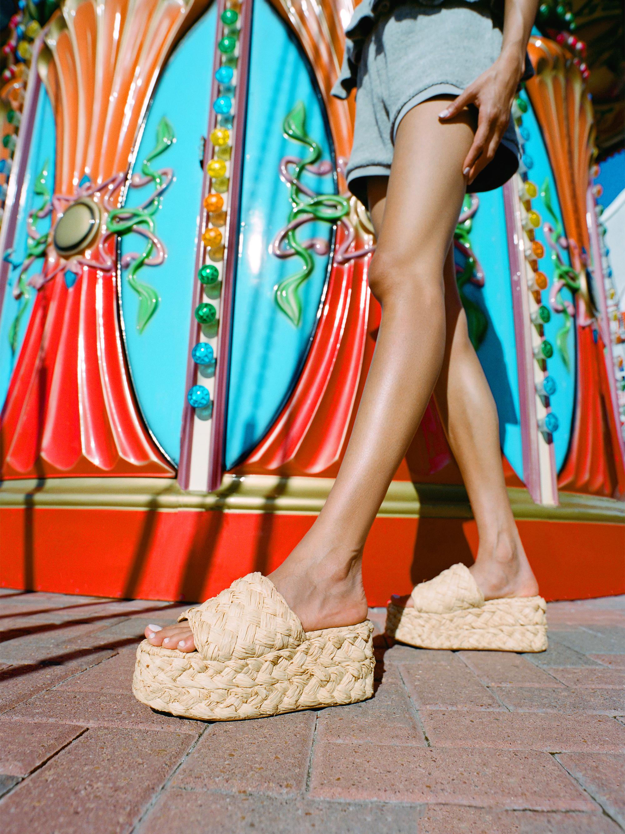 Loeffler Randall Aaron 80MM Raffia Platform Mules | Saks Fifth Avenue