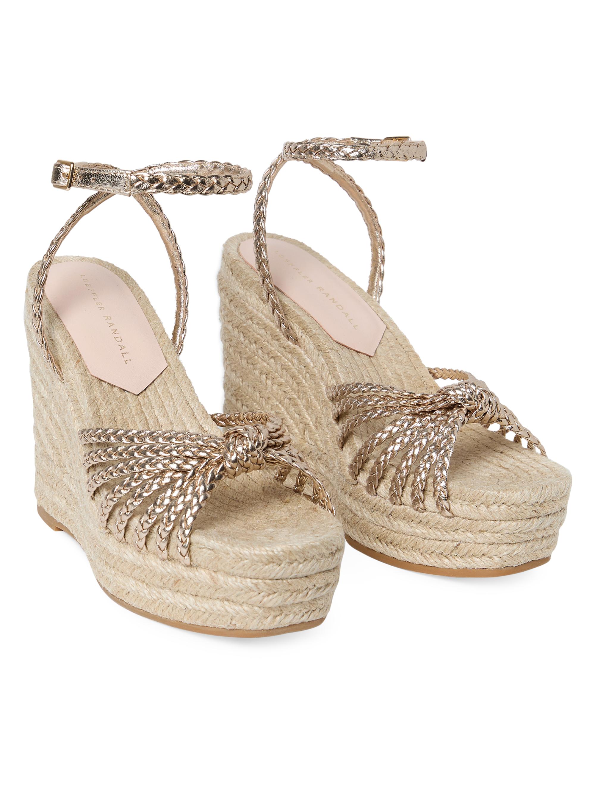 (取寄) ロフラー ランドール レディース パメラ ミニヨン ノット ウェッジ Loeffler Randall women Pamela Mignon Knot Wedge Champagne/Natural Loeffler Randall Pamela Mignon 130MM Knot Wedge Sandals | Saks
