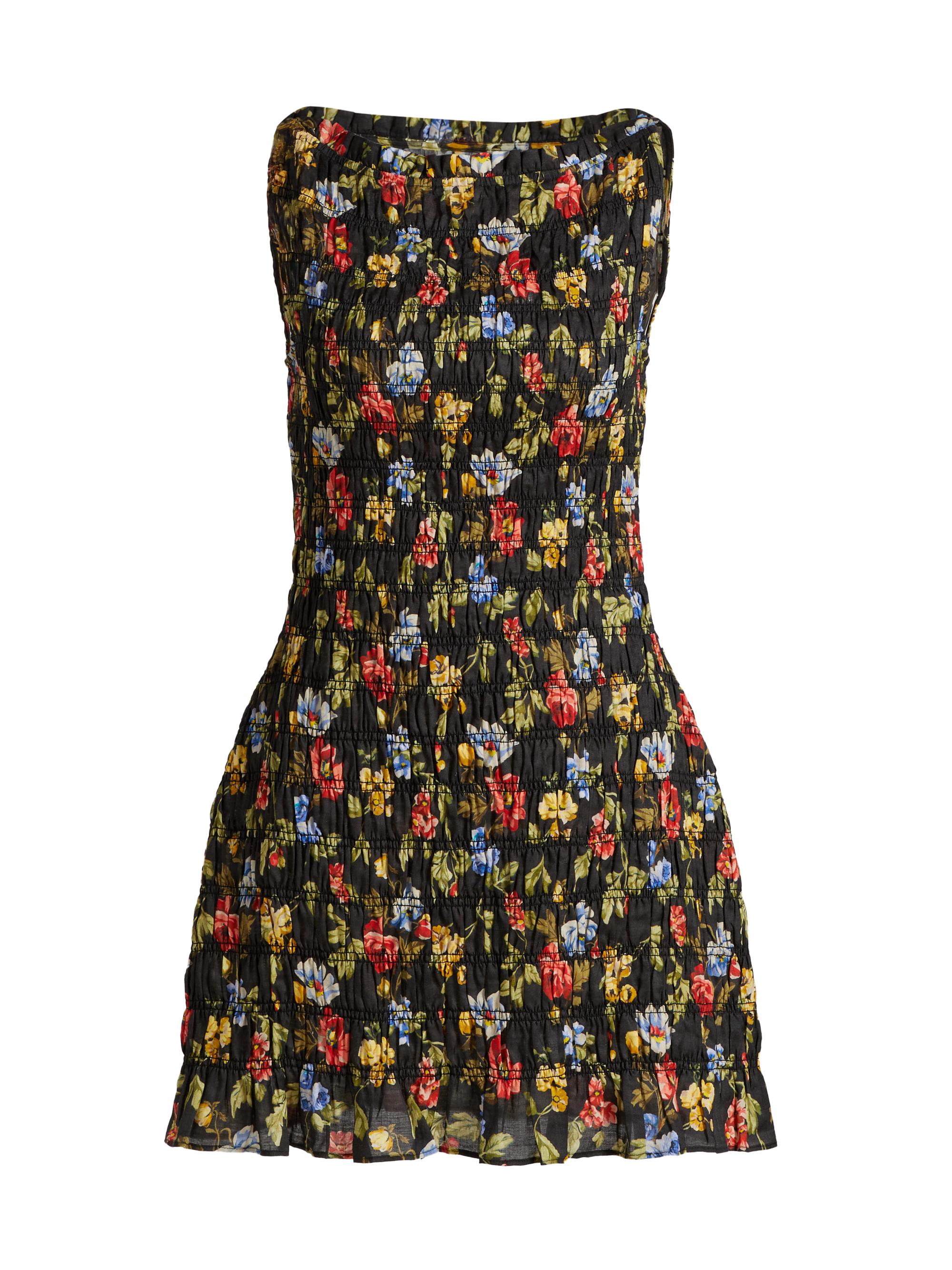 DÔEN Women's Gianna Floral Smocked Minidress - Noir Wild Rose