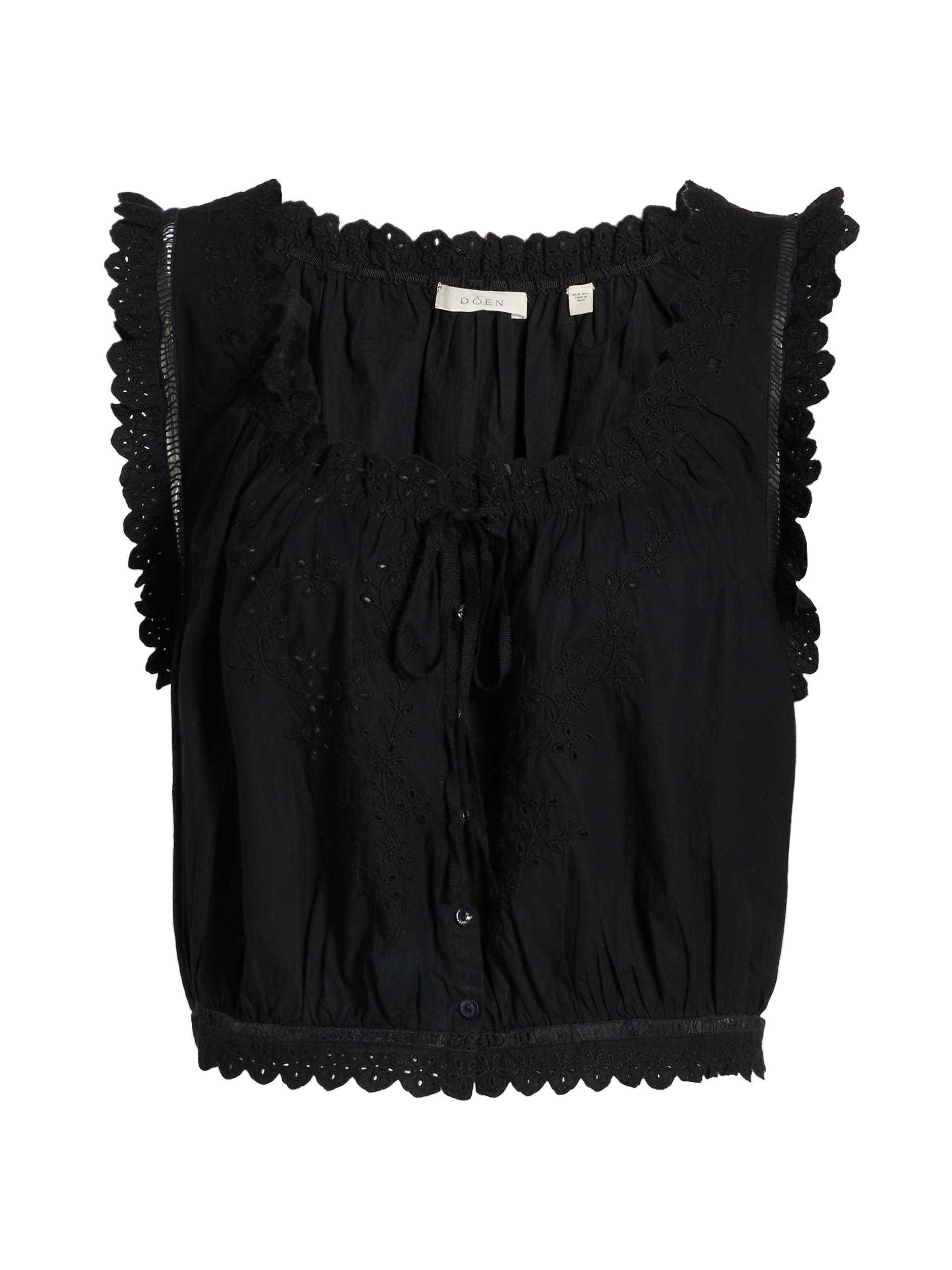DÔEN Hillock Floral Lace-Trim Cotton Top | Saks Fifth Avenue