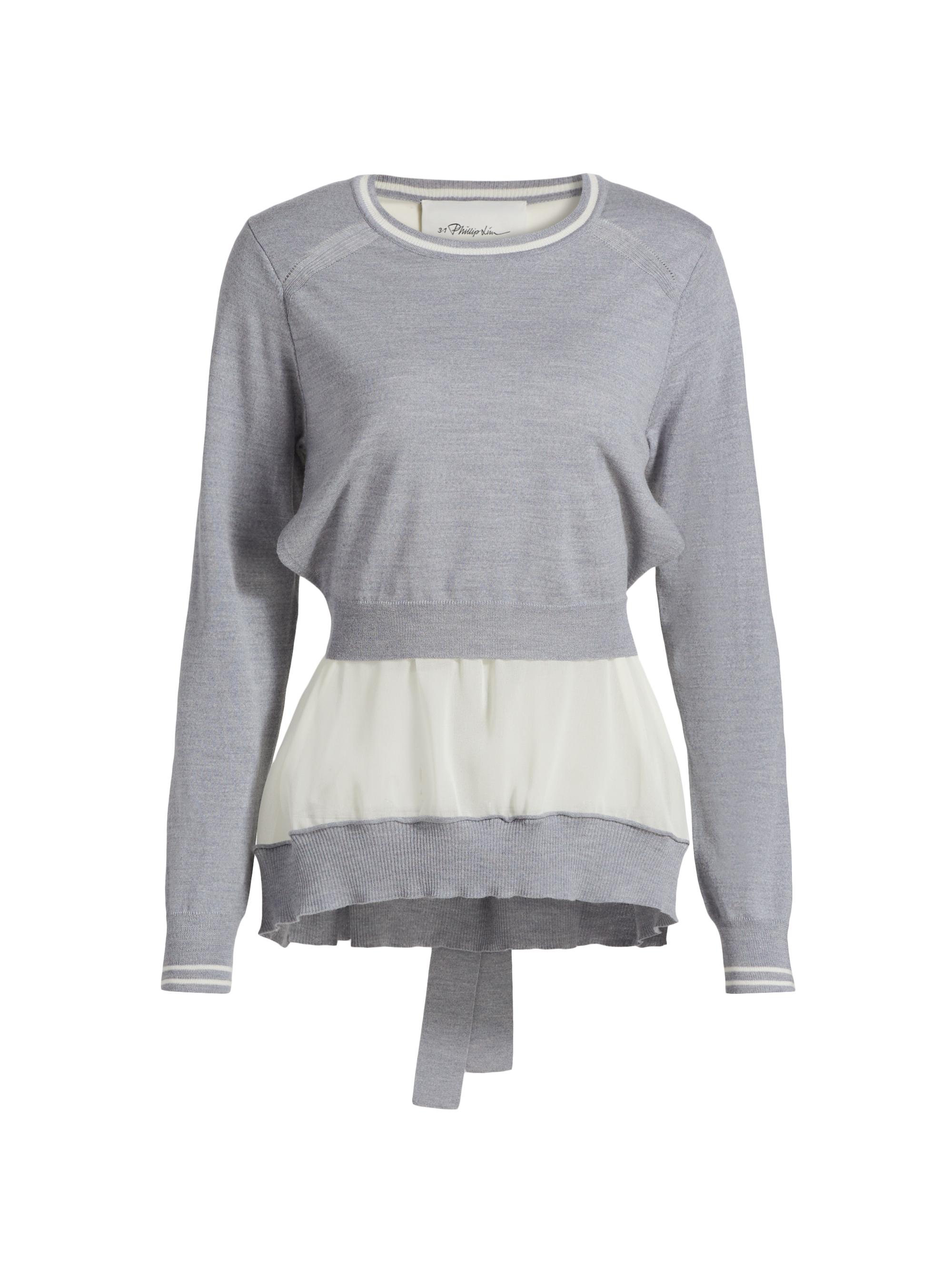 3.1 Phillip Lim Tie-Back Chiffon Crewneck Sweatshirt | Saks Fifth