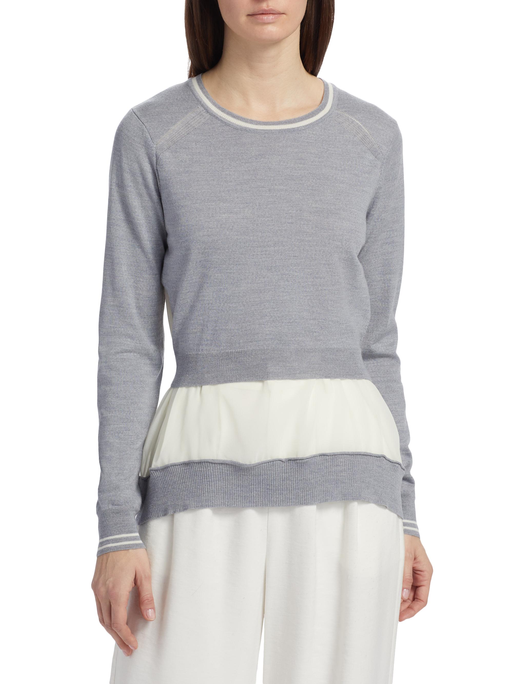 3.1 Phillip Lim Tie-Back Chiffon Crewneck Sweatshirt | Saks Fifth