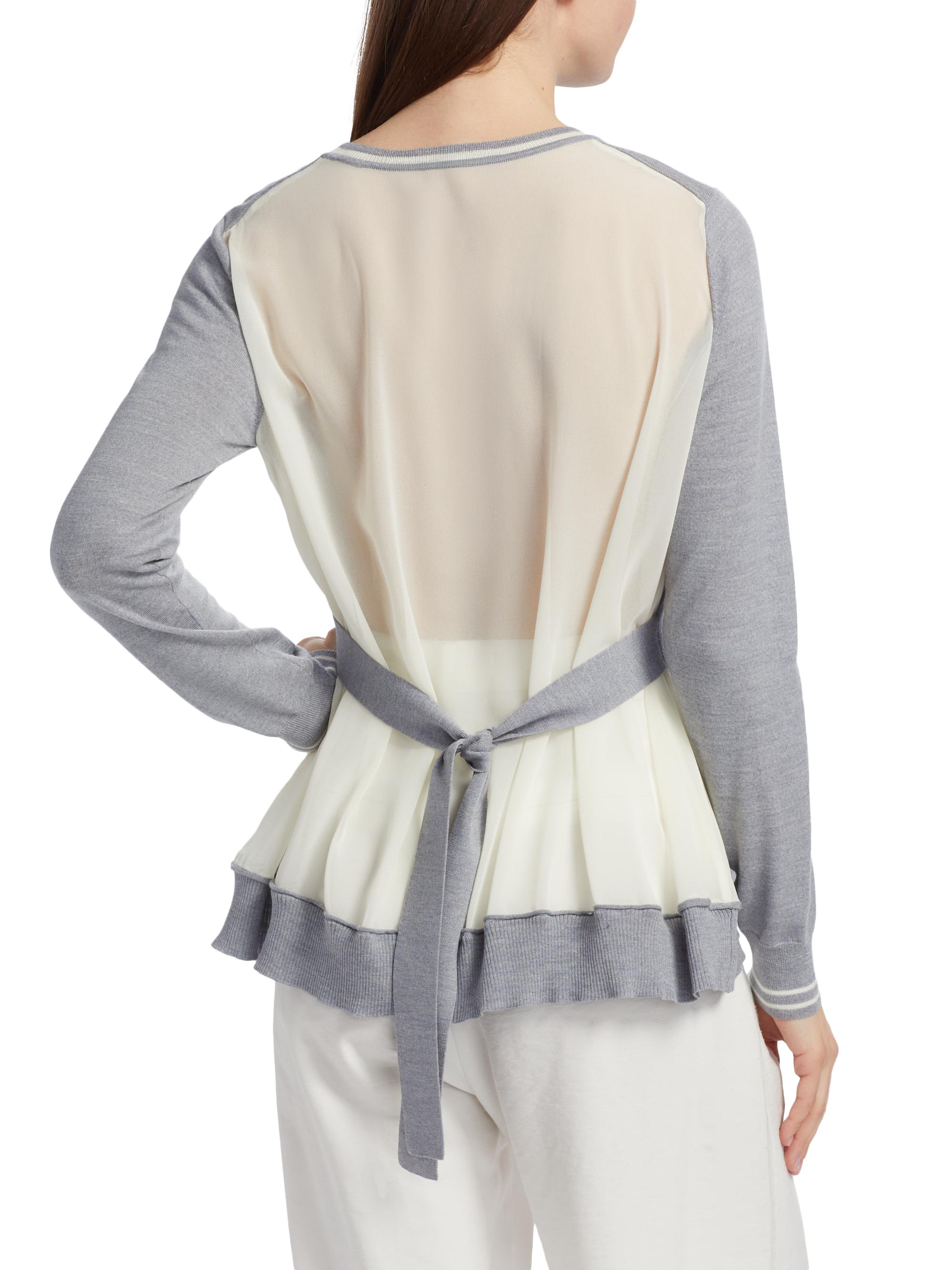 3.1 Phillip Lim Tie-Back Chiffon Crewneck Sweatshirt | Saks Fifth