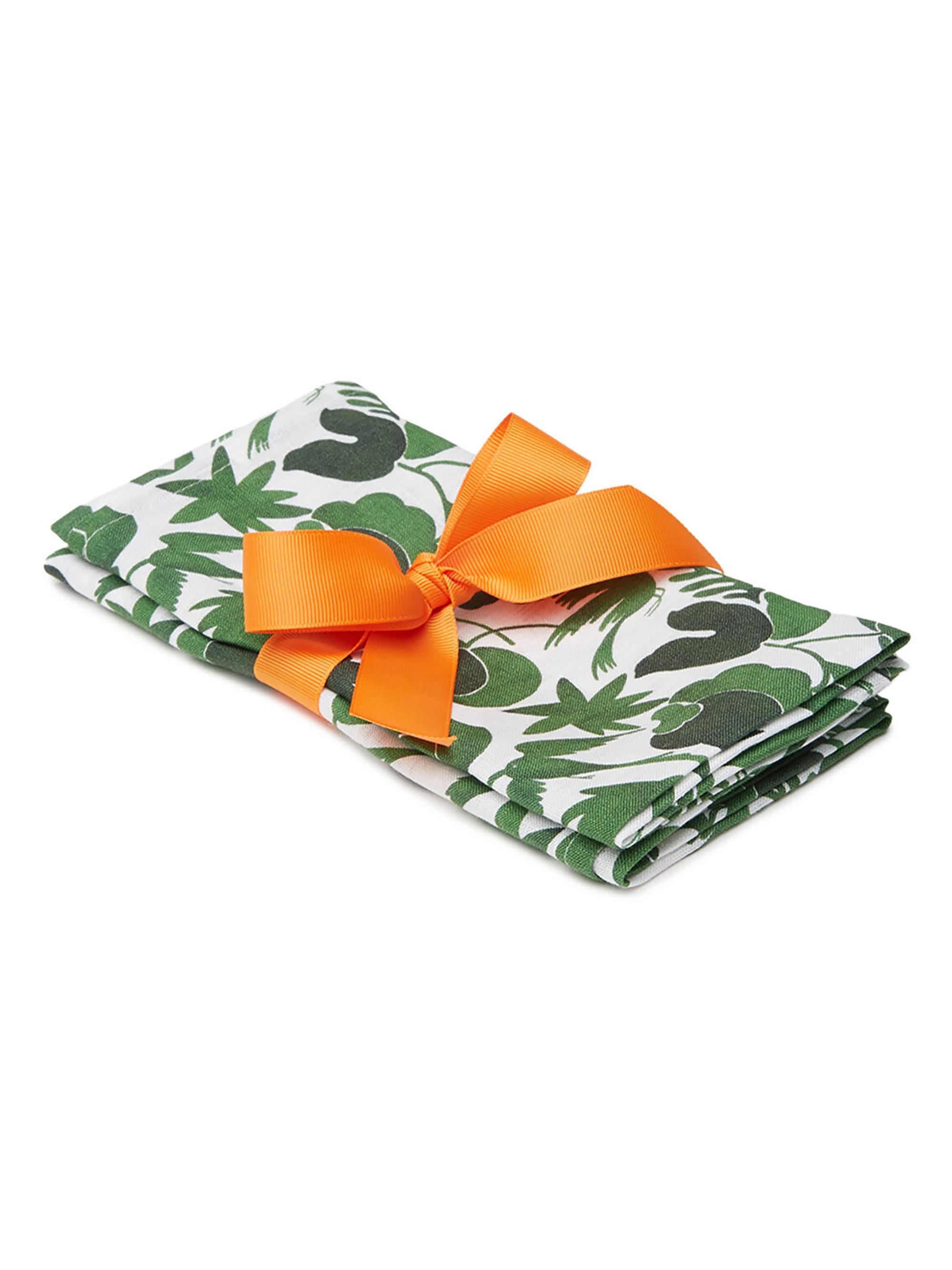 La DoubleJ Large Napkin Set of 2 - Wildbird Small Green