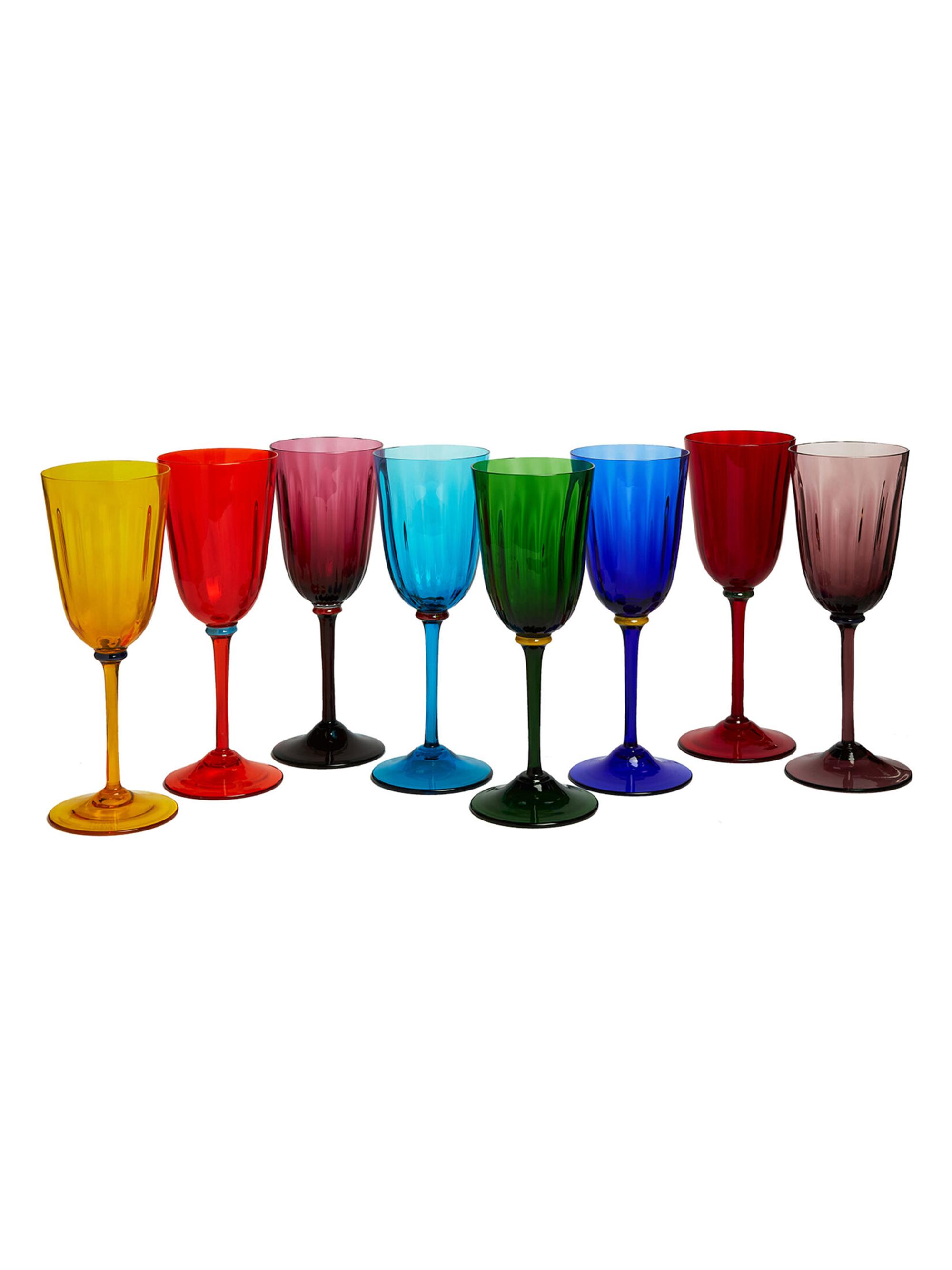La DoubleJ Wine Rainbow Glasses Set of 8 - Mix Multicolor