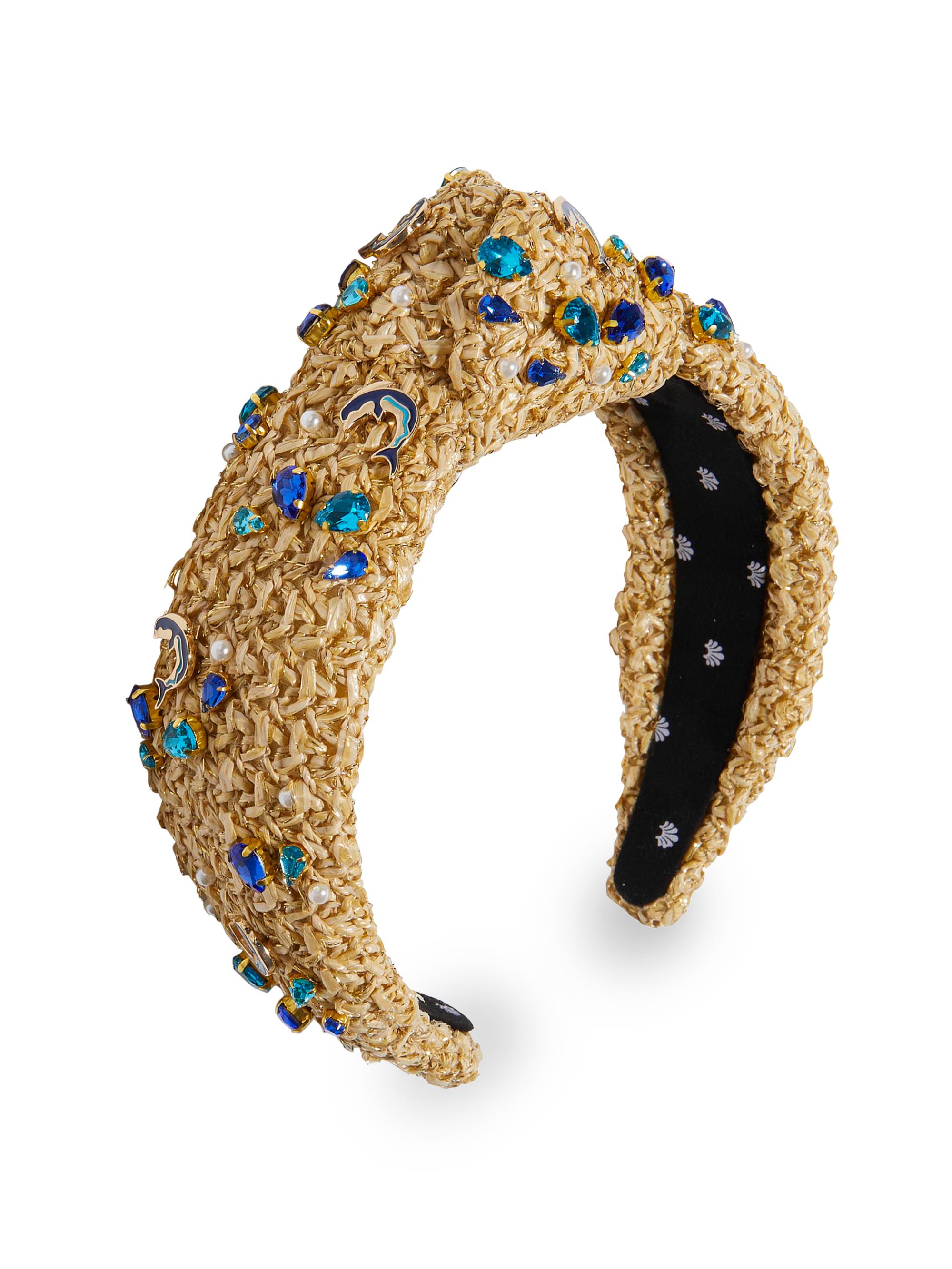 Lele Sadoughi Women's Knotted Dolphin Embellished Raffia Headband - Azure Raffia