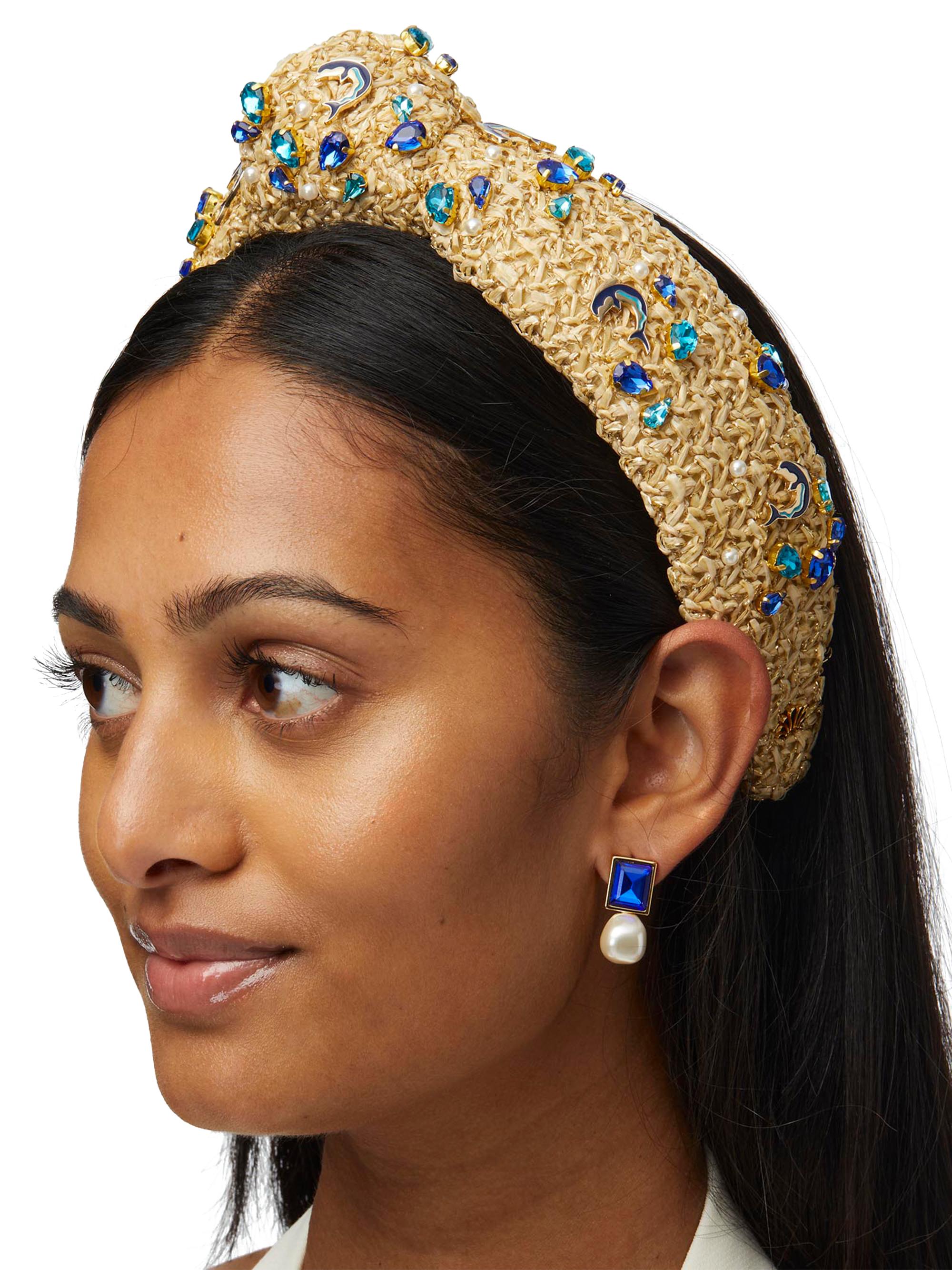 Lele Sadoughi Knotted Dolphin Embellished Raffia Headband  display picture 1