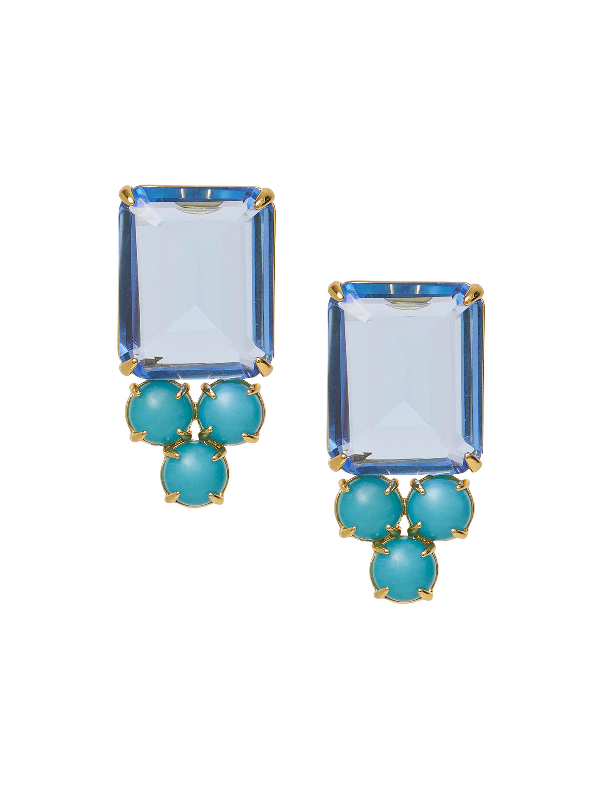 Lele Sadoughi Women's Crystal Berry 14K-Gold-Plated, Turquoise & Glass Crystal Stud Earrings - Sky Blue