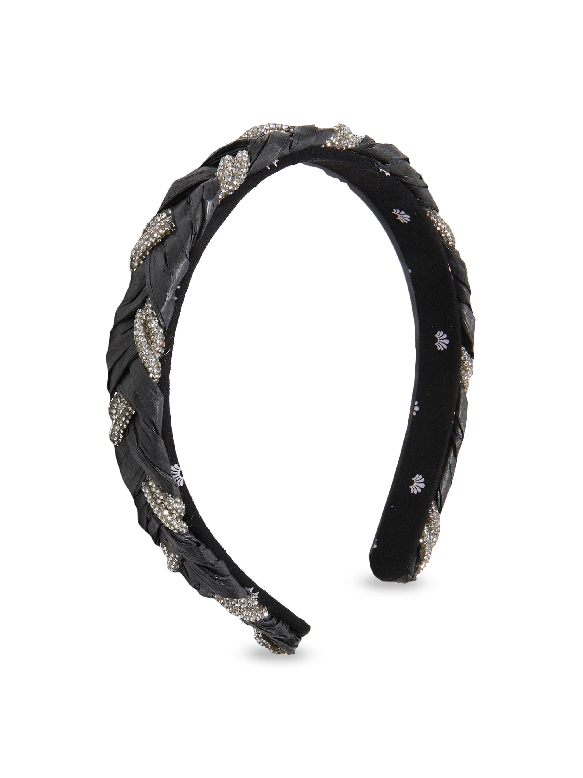 Lele Sadoughi Women's Gigi Raffia & Crystal Chain Braided Headband - Black