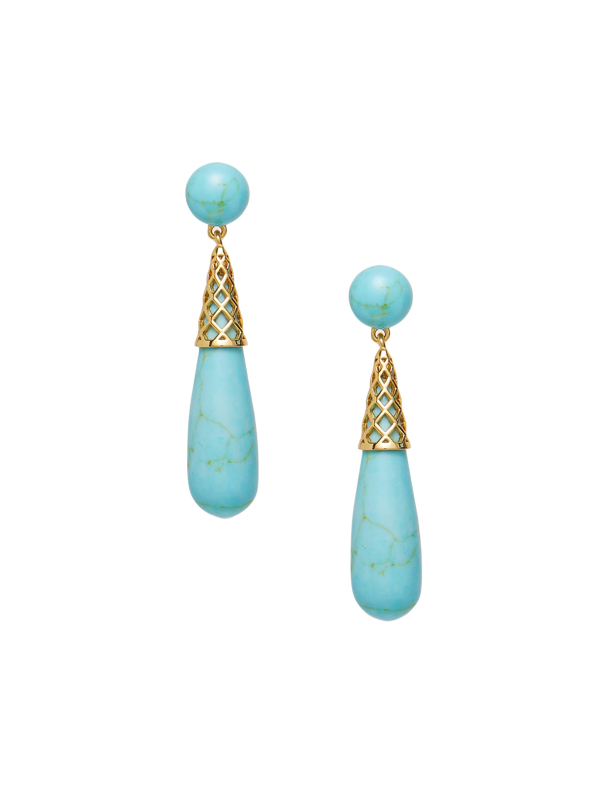 Lele Sadoughi Women's Gold Cage 14K-Gold-Plated & Turquoise Drop Earrings - Turquoise Sky
