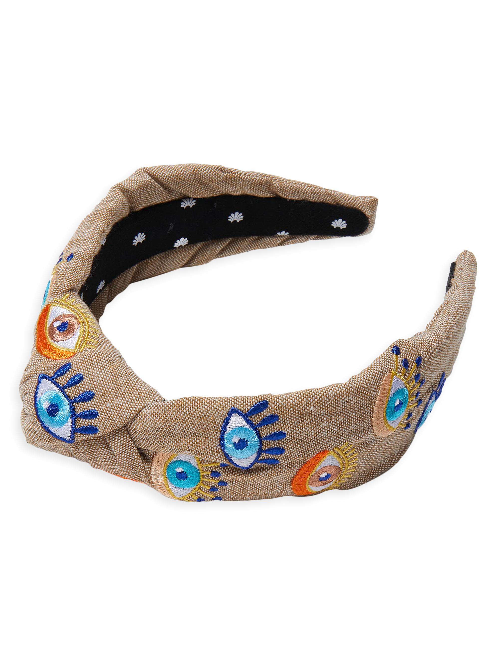 Lele Sadoughi Women's Knotted Evil Eye Linen-Cotton Headband - Fawn