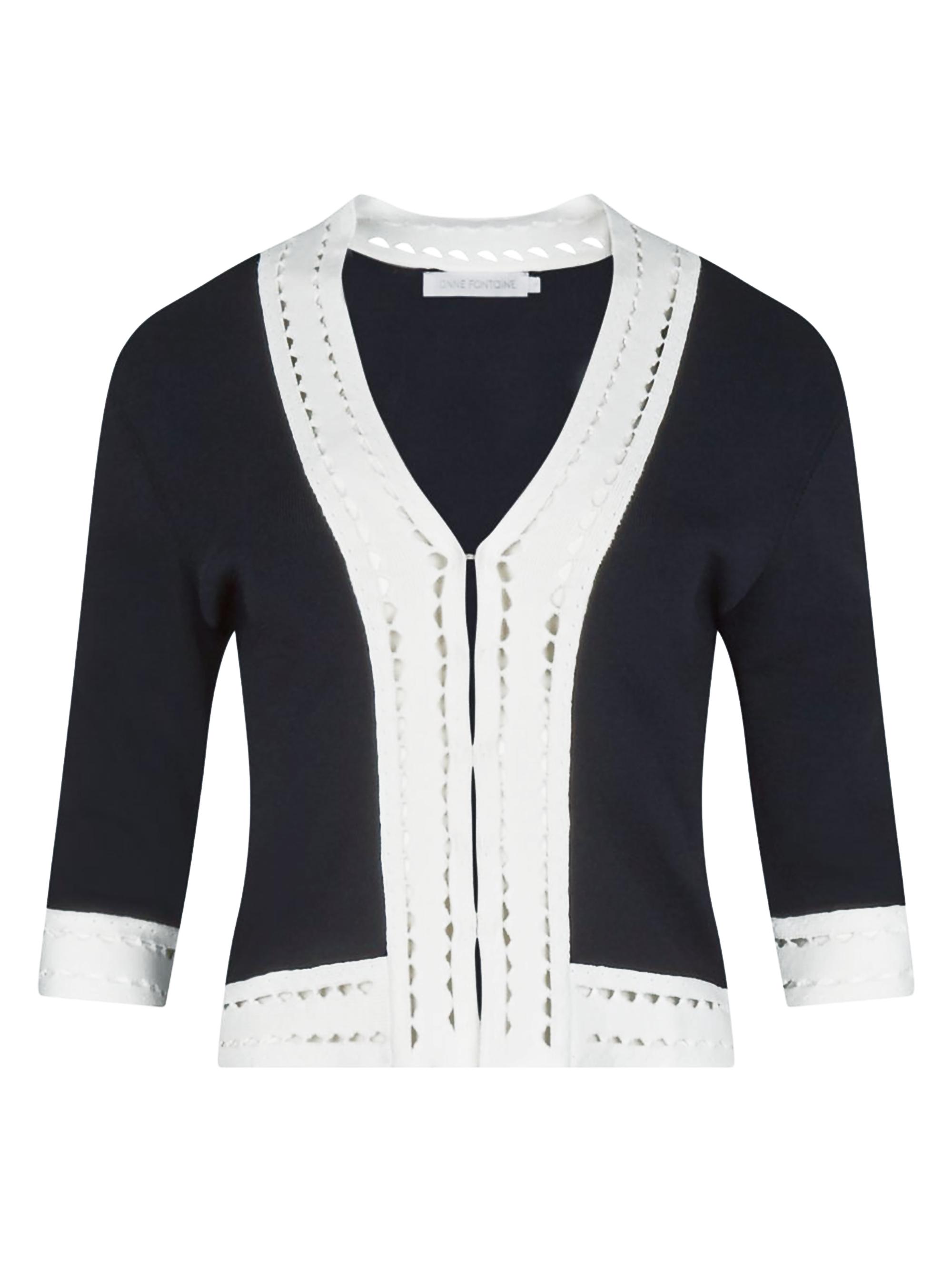 Anne Fontaine Women's Viola Tipped Cardigan - Black