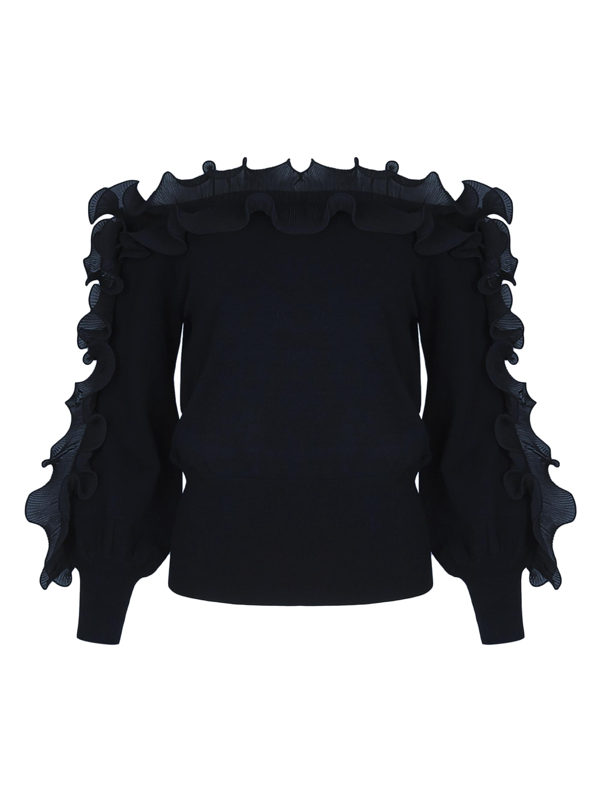 Anne Fontaine Women's Catane Frill Off-the-Shoulder Top - Black