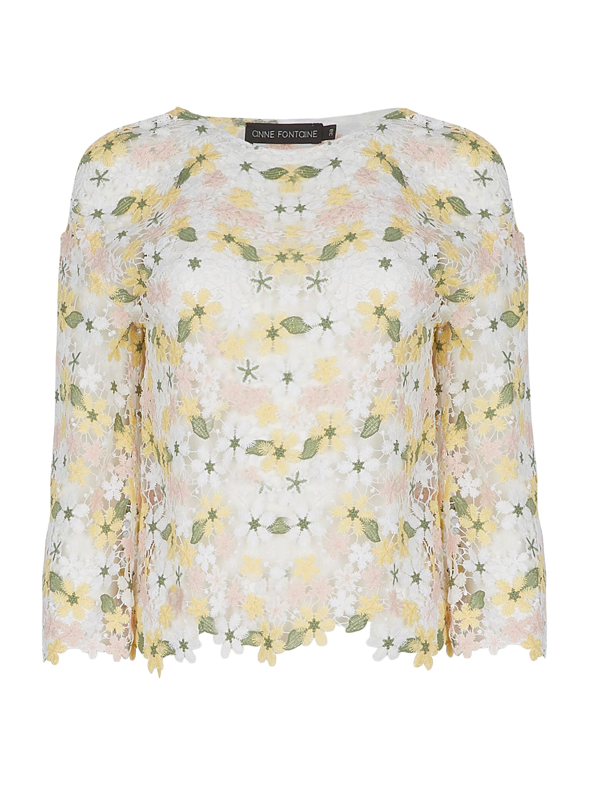 Anne Fontaine Women's Ninna Floral Lace Round-Neck Top - Jonquil