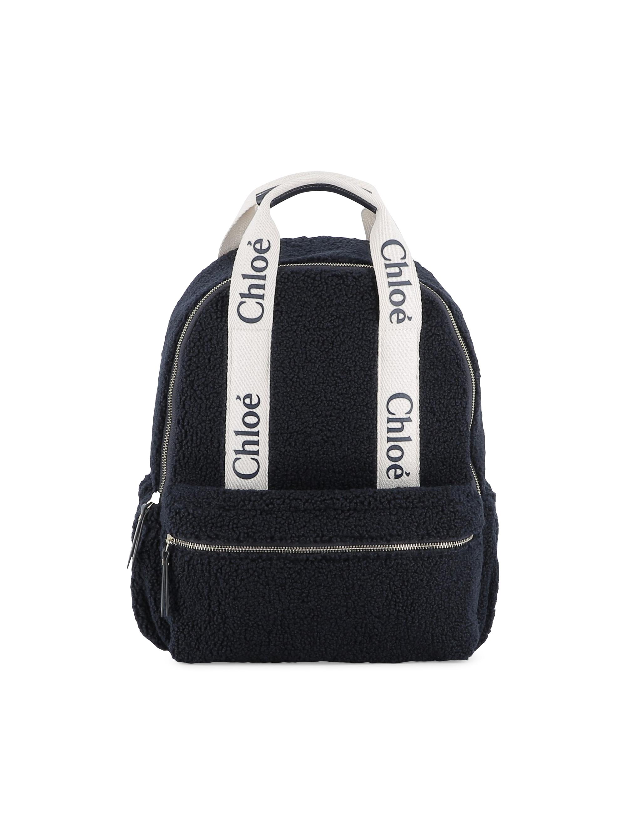 Chloé Girl's Logo Faux Shearling Rucksack - Navy