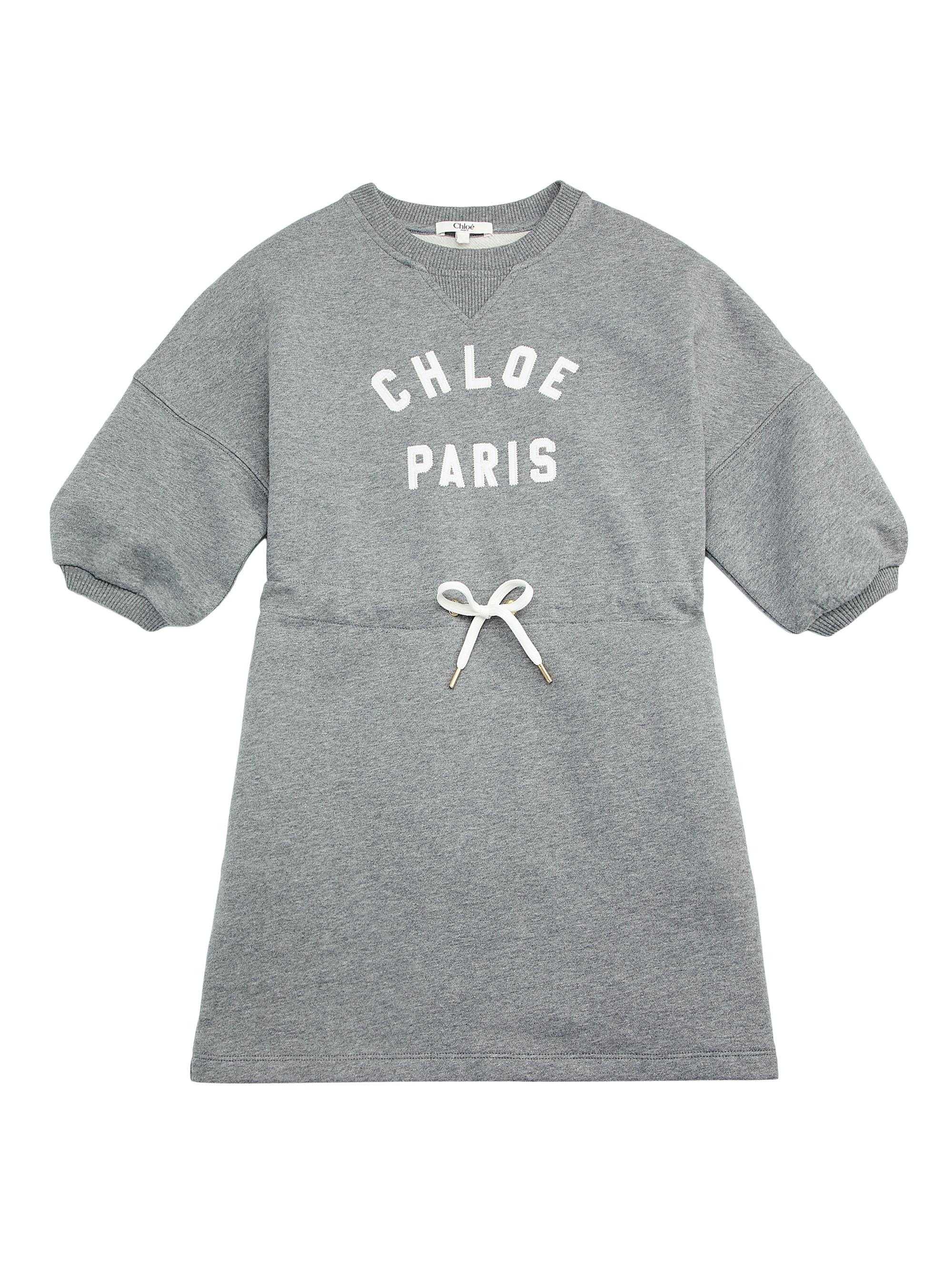 Chloé Little Girl's & Girl's Logo Drawstring Sweatshirt Dress - Heather Grey