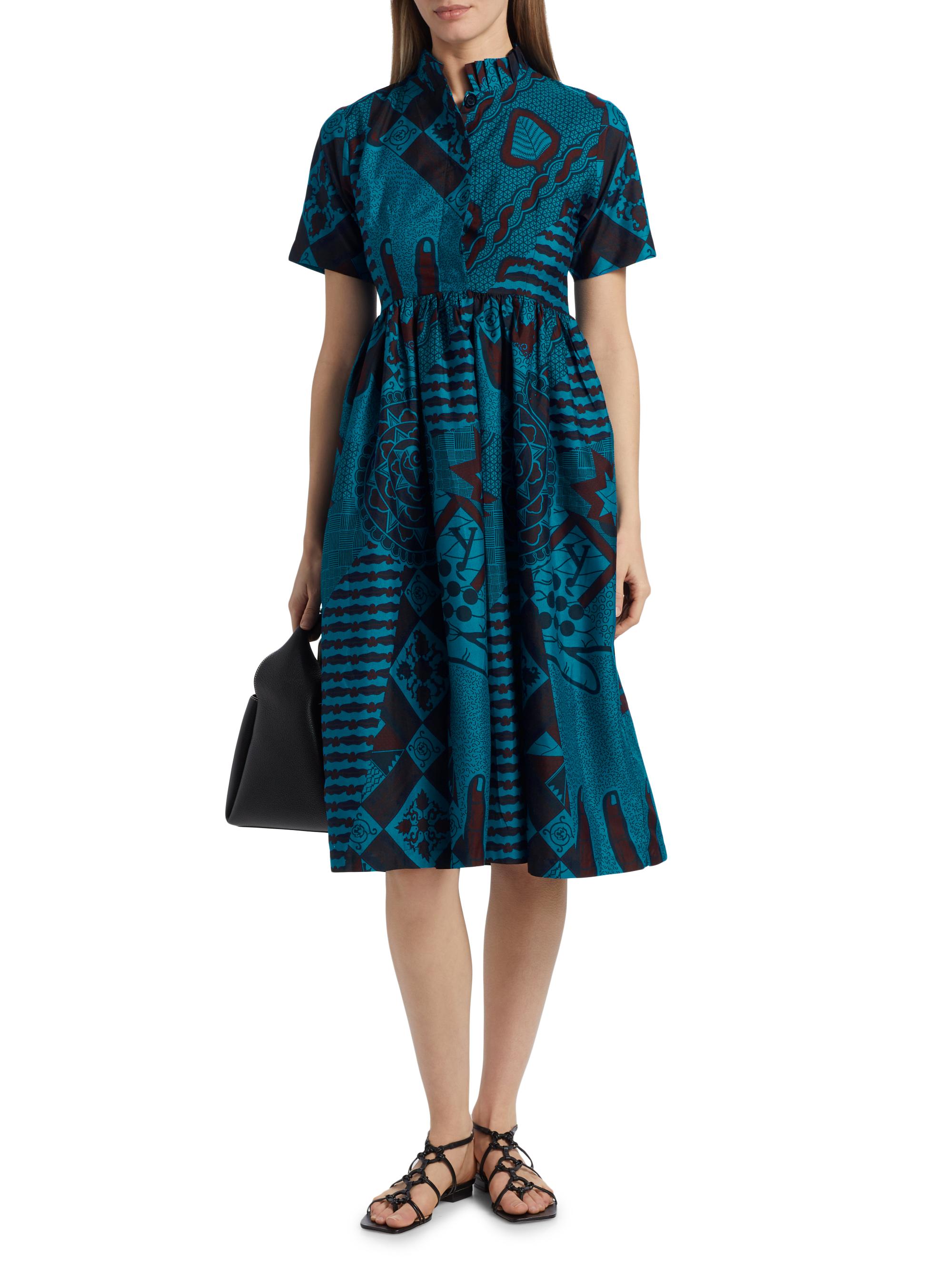 Elisamama Tobi Pleated Printed Cotton Midi-Dress | The Summit