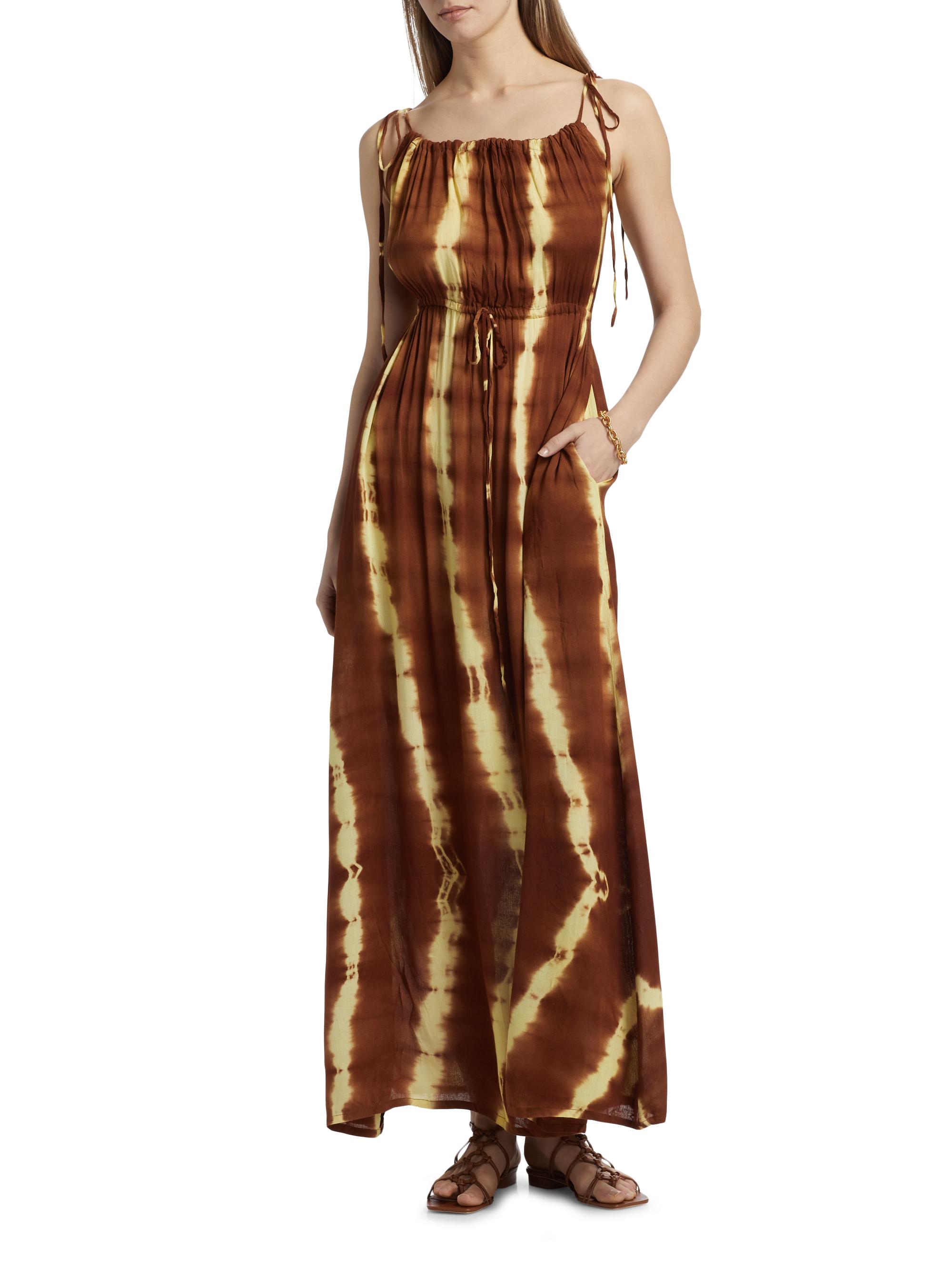 Elisamama Women's Eri Tie-Dye Maxi Dress - Brown - Size Large