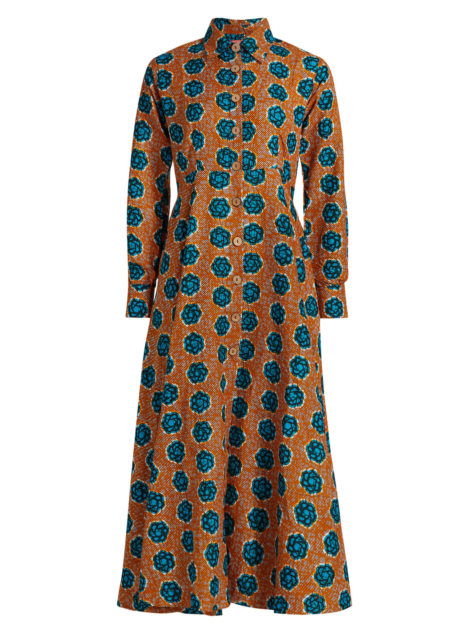 Elisamama Women's Fayo Printed A-Line Midi-Dress - Orange