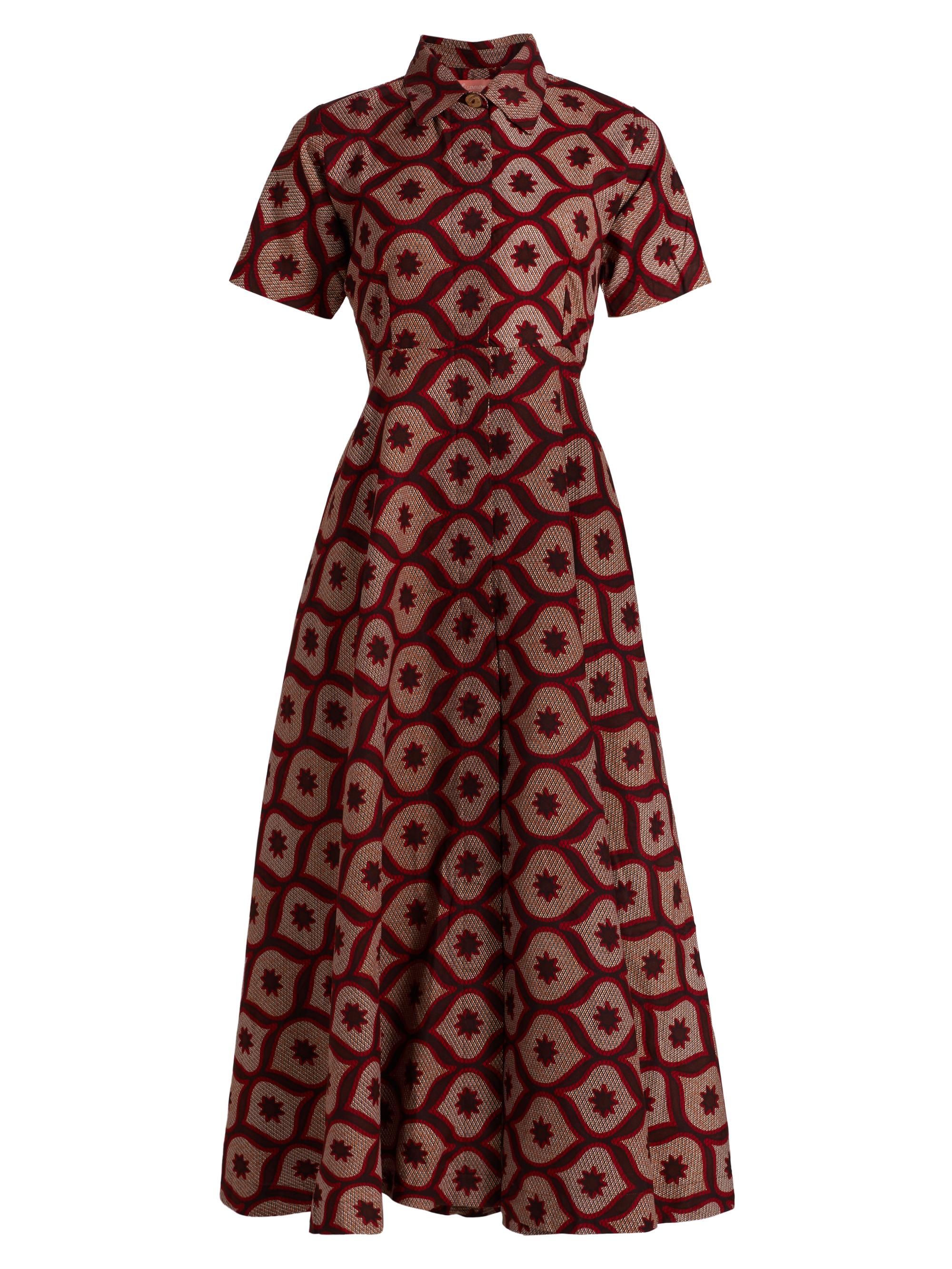Elisamama Women's Feyi Printed Midi-Dress - Red