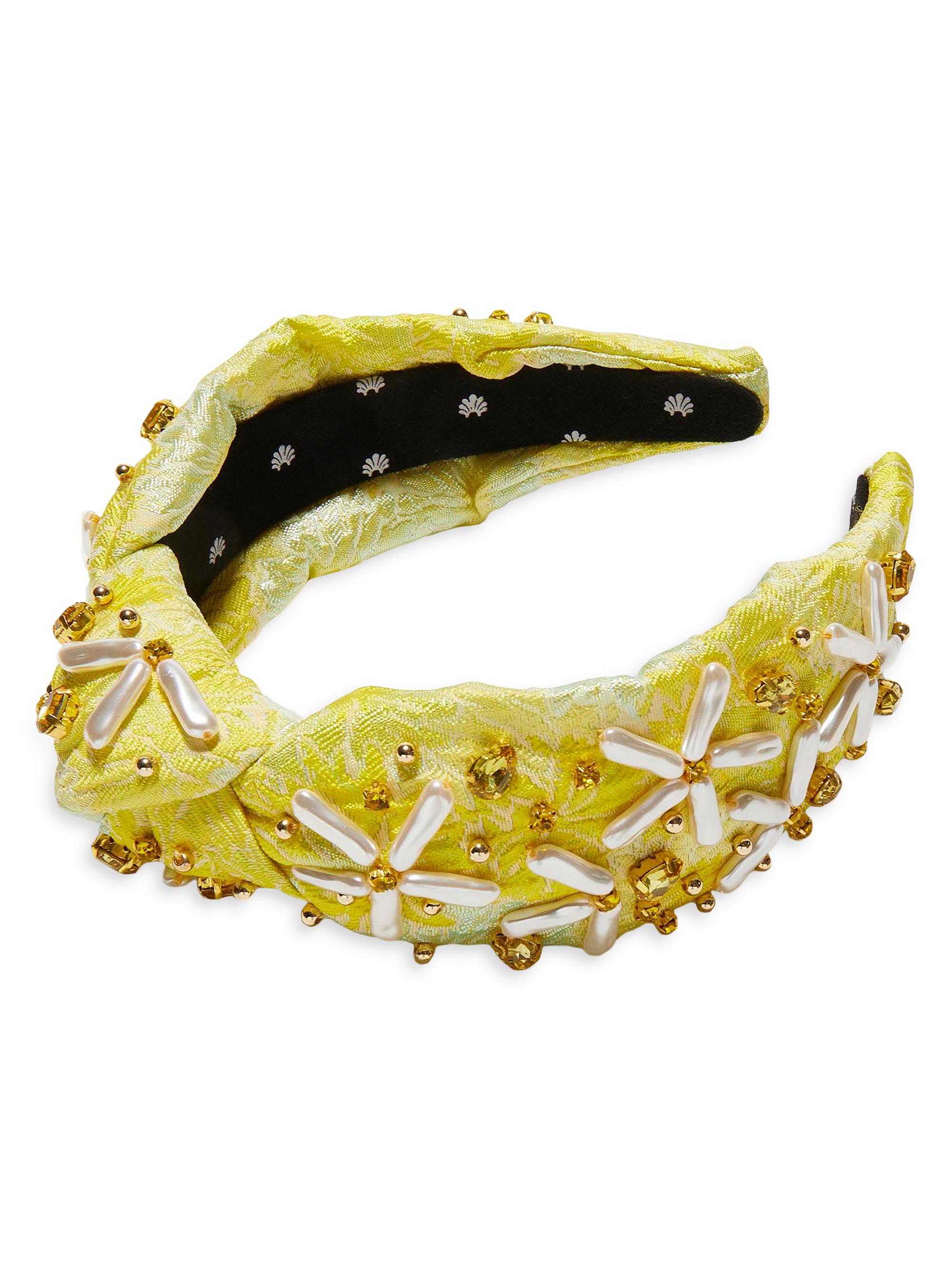 Lele Sadoughi Women's Knotted Pearl Floral Brocade Headband - Dandelion