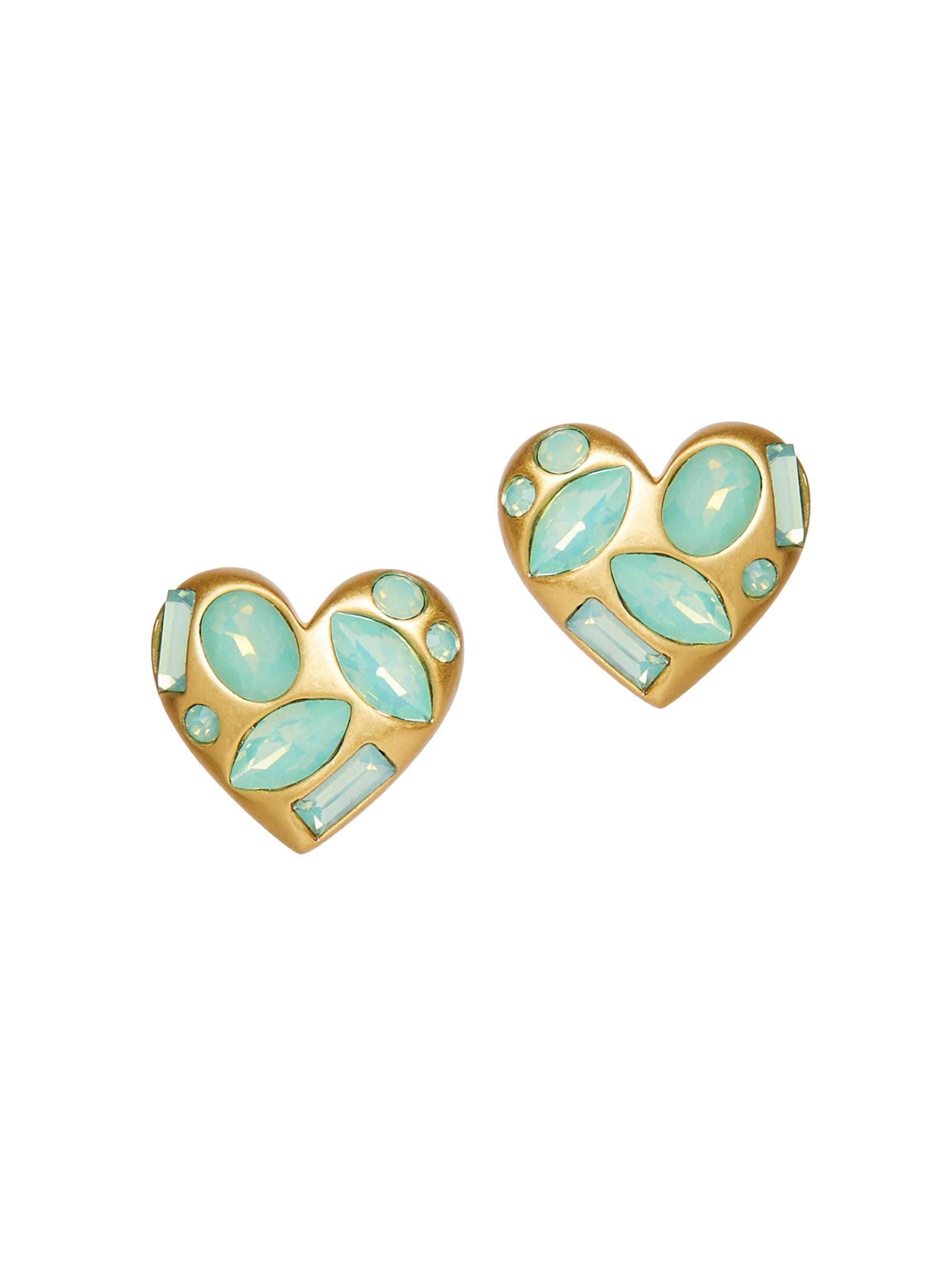 Lele Sadoughi Women's Crystal Molten Heart 14K-Gold-Plated & Resin Stud Earrings - Jade