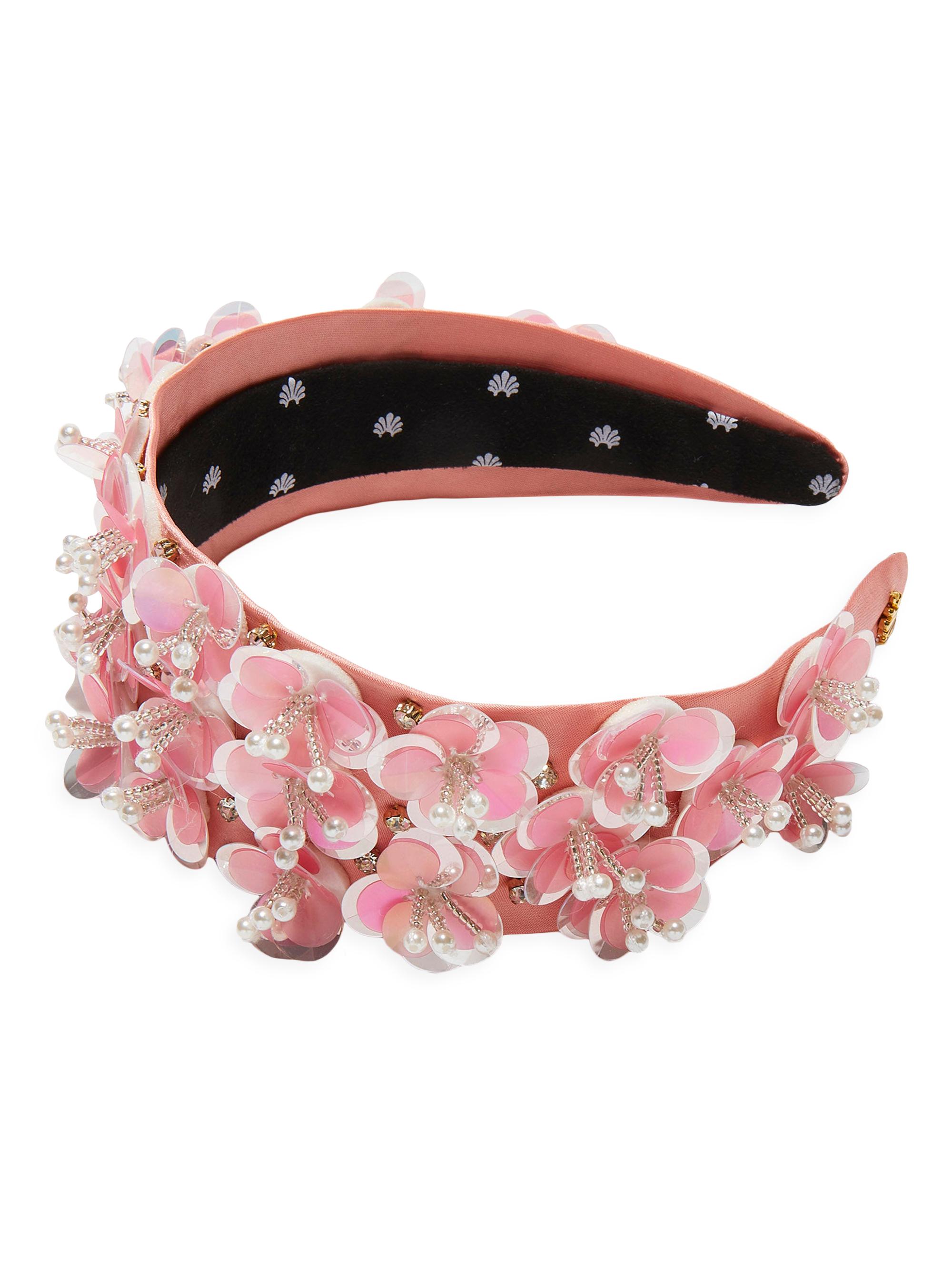 Lele Sadoughi Women's Brigitte Paillettes Floral Headband - Blush Melon