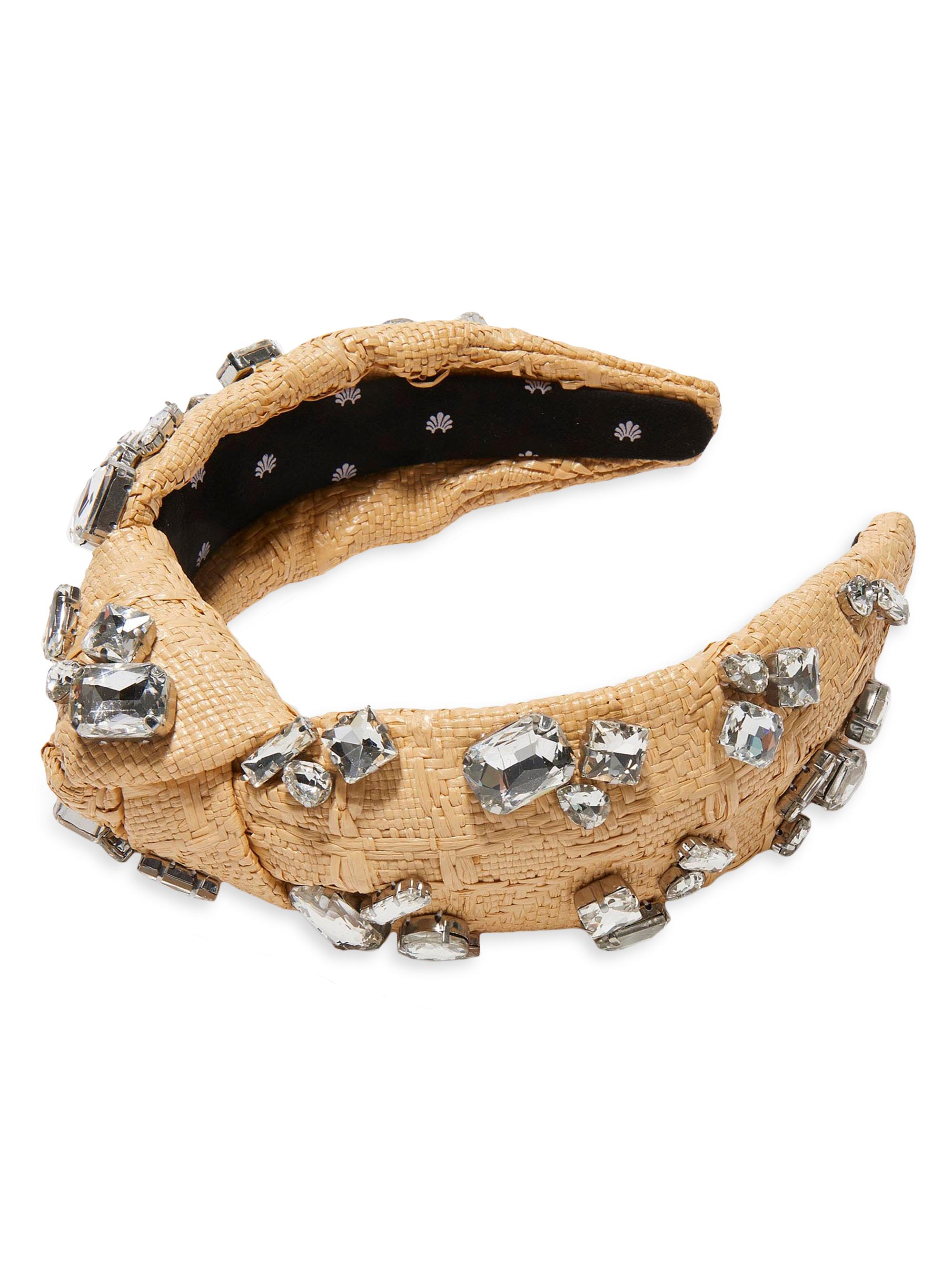 Lele Sadoughi Women's Knotted Candy Crystal Raffia Headband - Natural