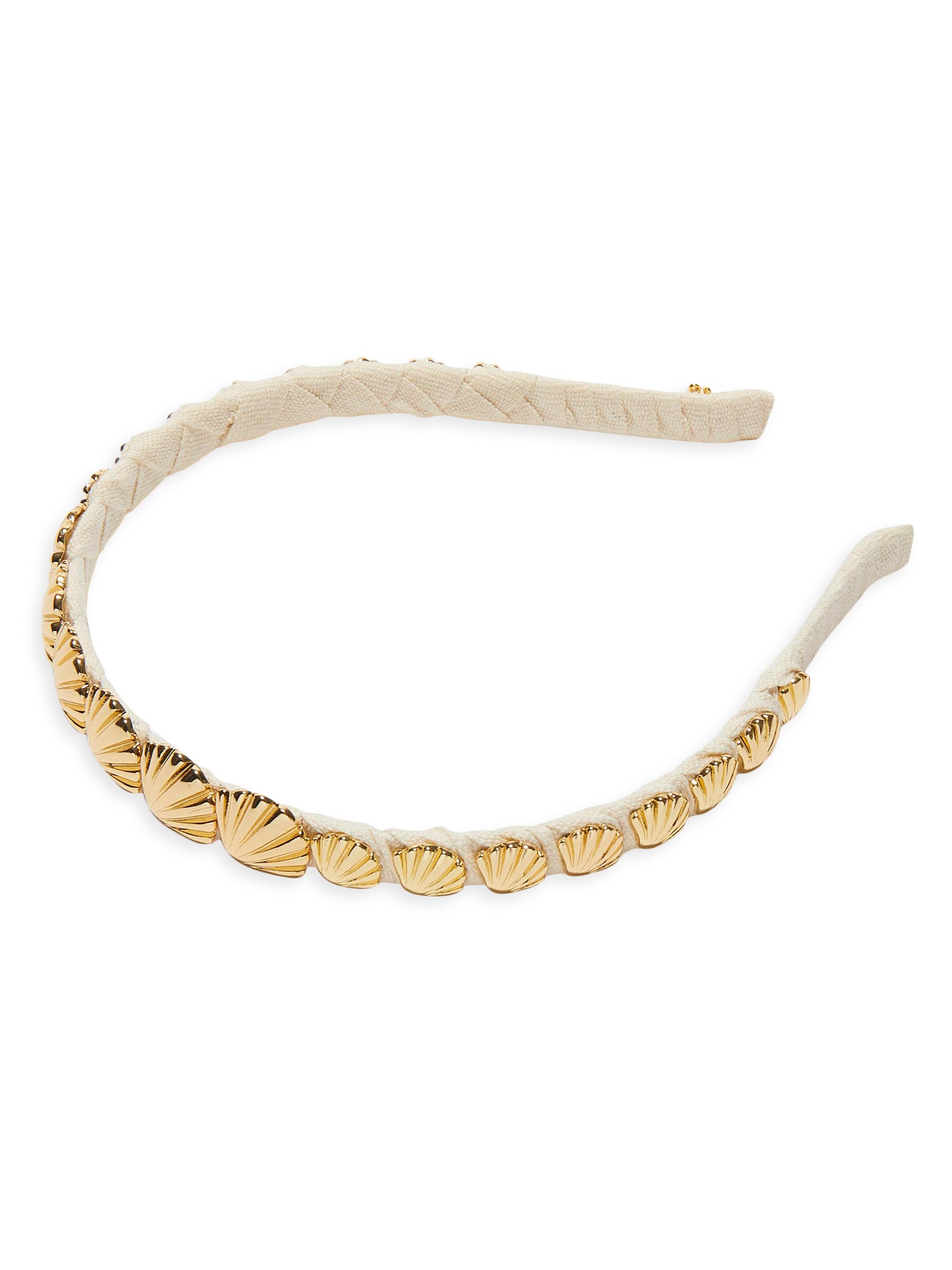 Lele Sadoughi Women's Strand Shell Cotton Ribbon Headband - Gold