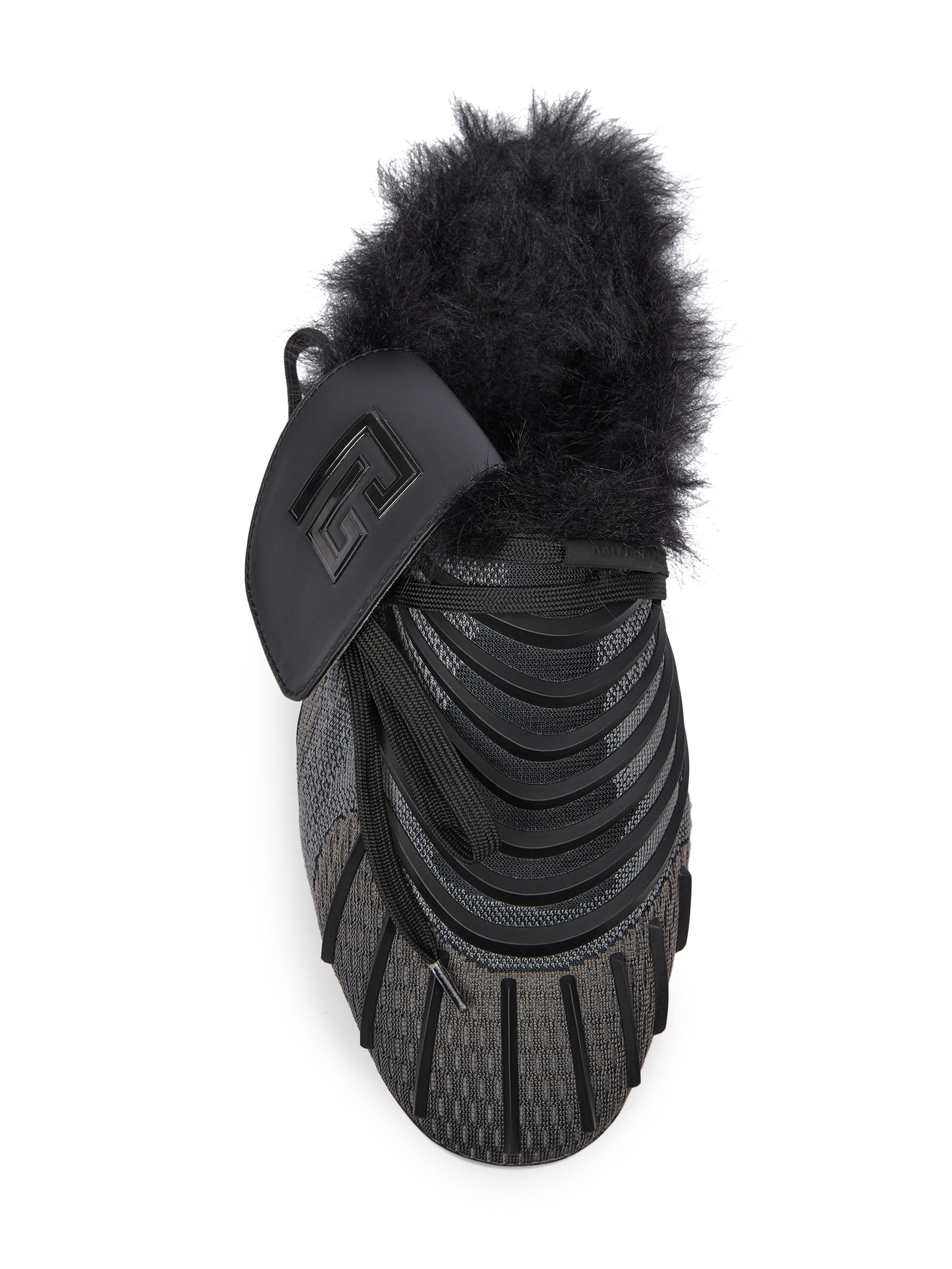 Balmain Half Time Faux Fur-Trimmed Mules | Saks Fifth Avenue