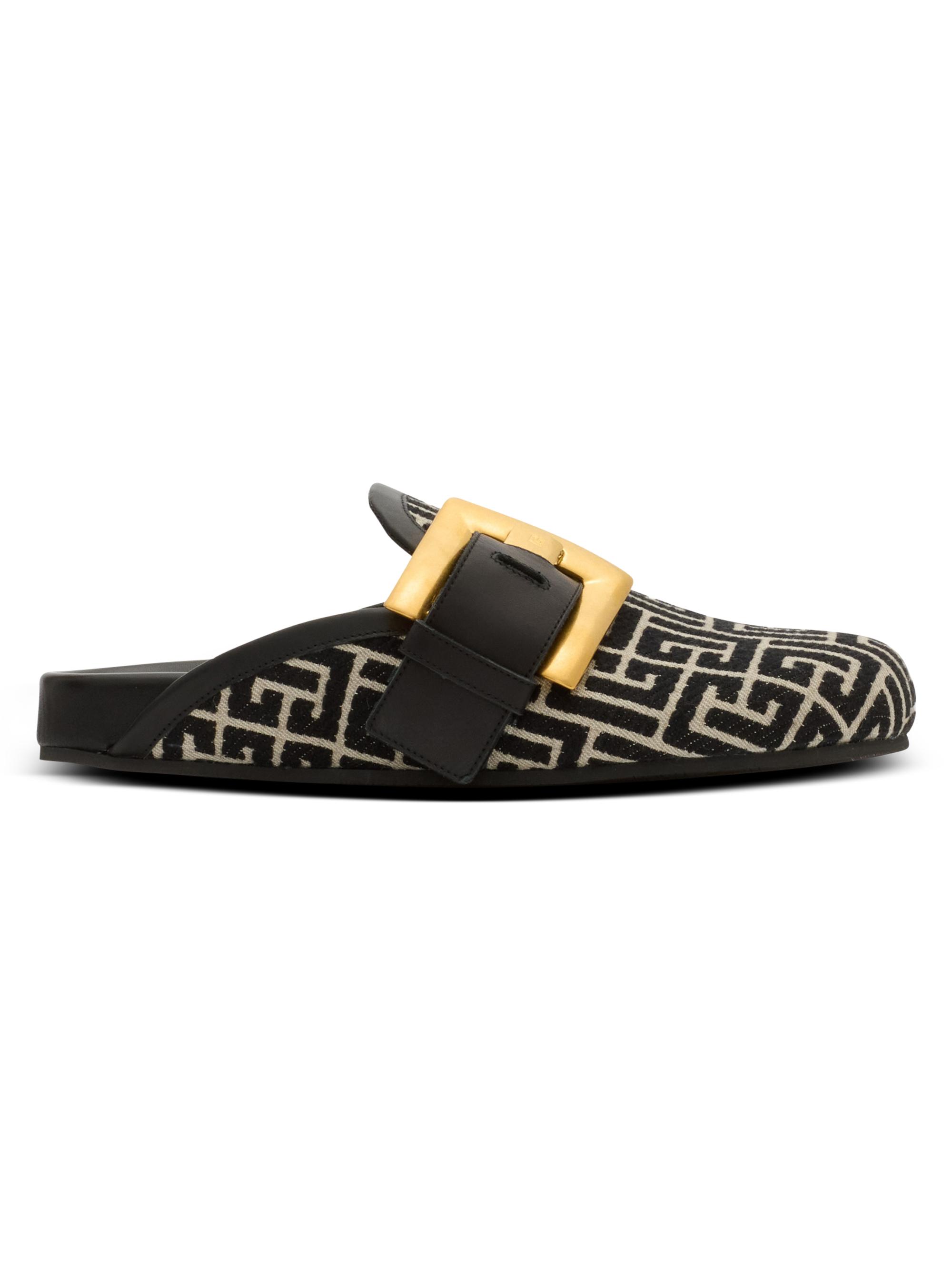 Balmain Men's Anthem Jacquard Logo Mules - Black