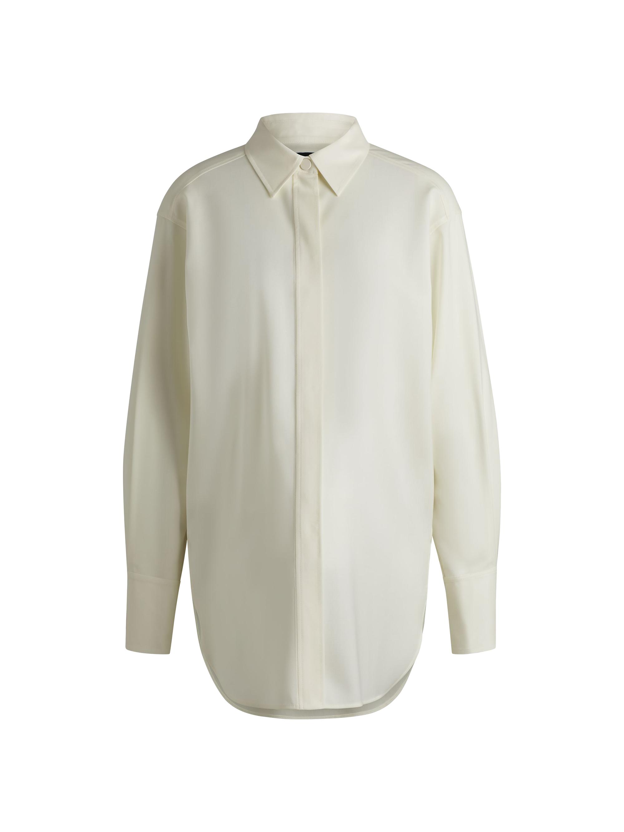 BOSS Women's Travel-Friendly Blouse in Wrinkle-Resistant Wool - Natural