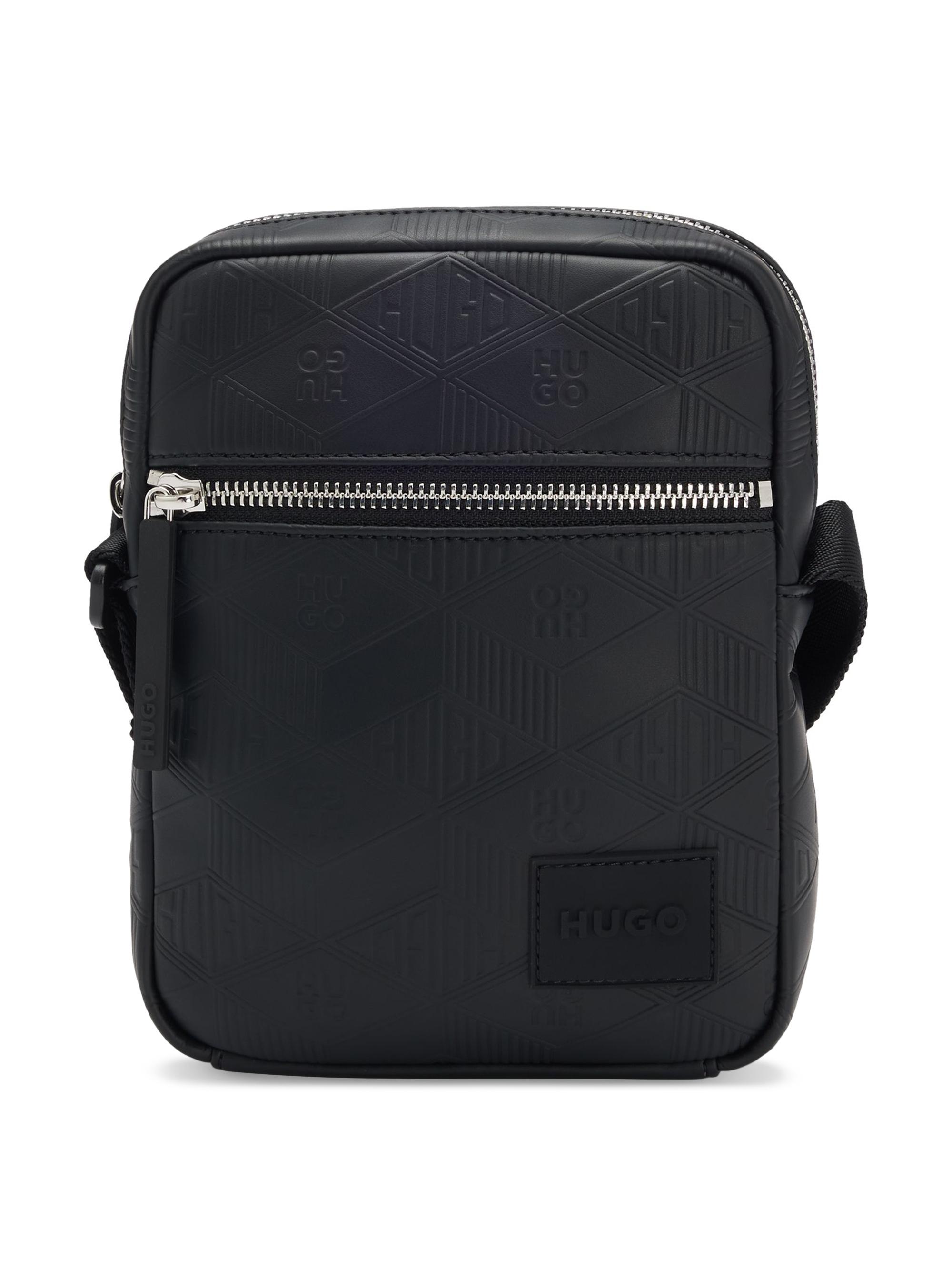 HUGO Men's Faux Leather Reporter Bag - Black