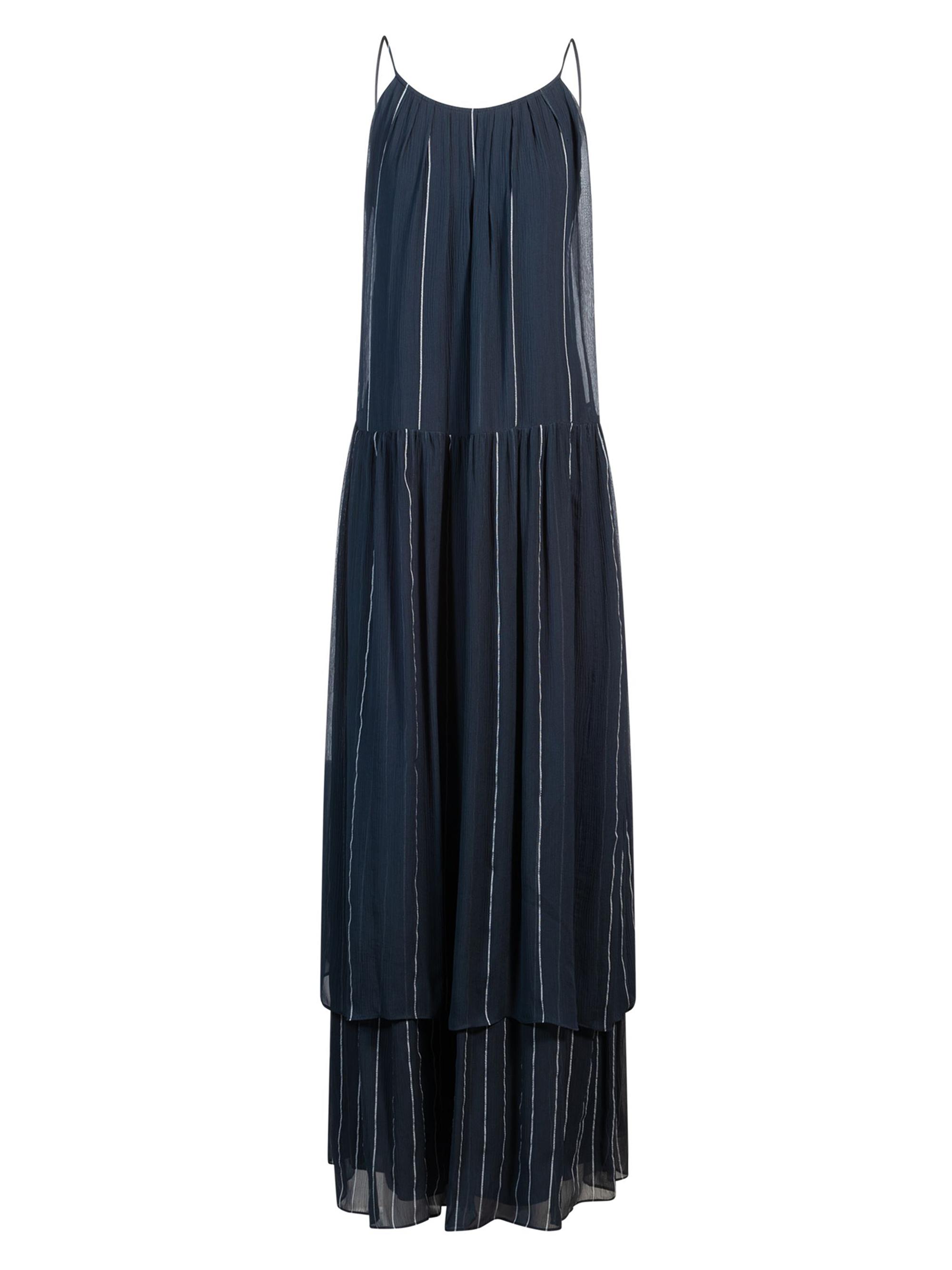 BOSS Women's Tiered Striped Dress with Silk - Red Patterned