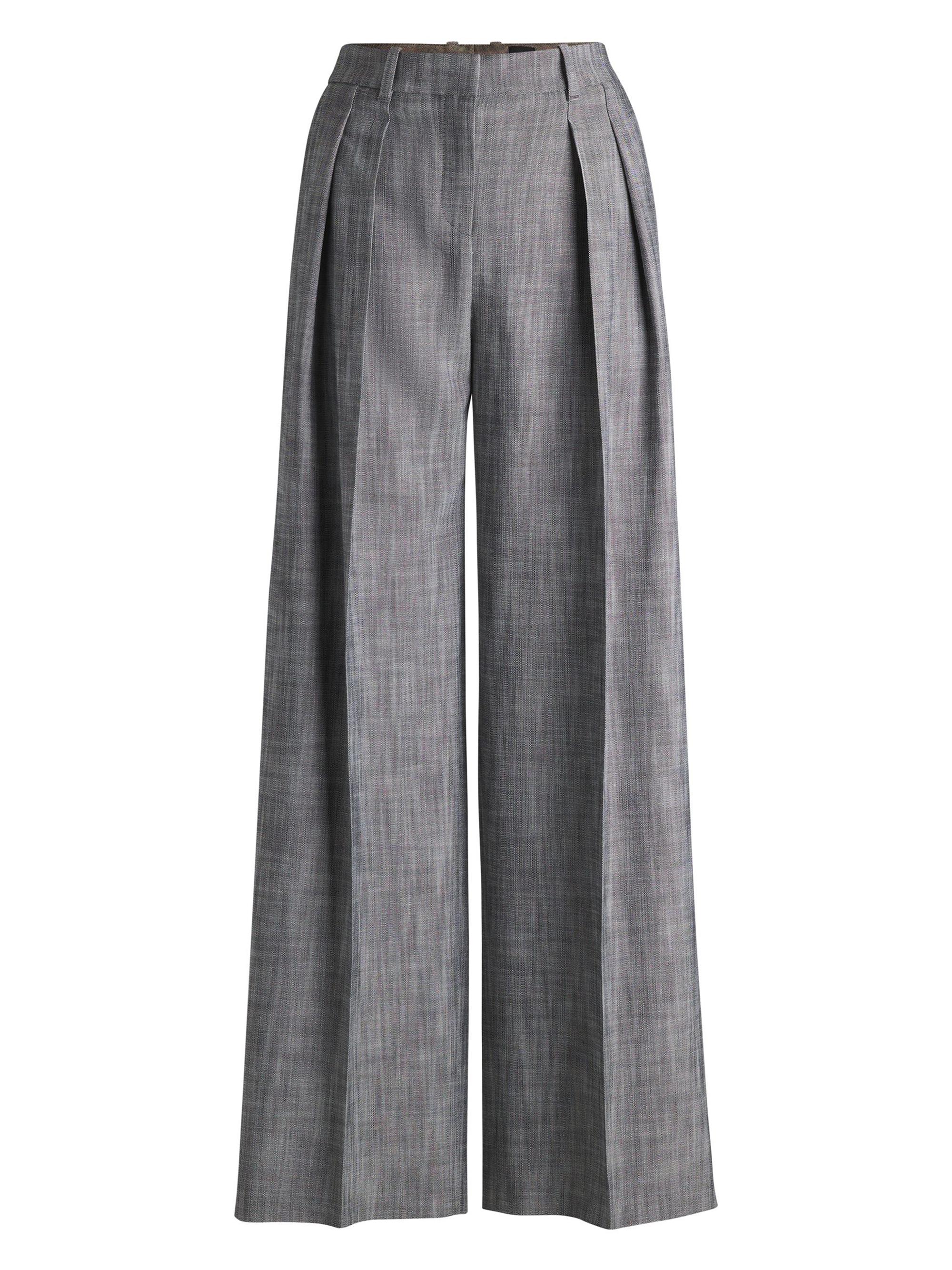 BOSS Women's Regular-Fit Trousers with Pleated Front - Patterned Grey