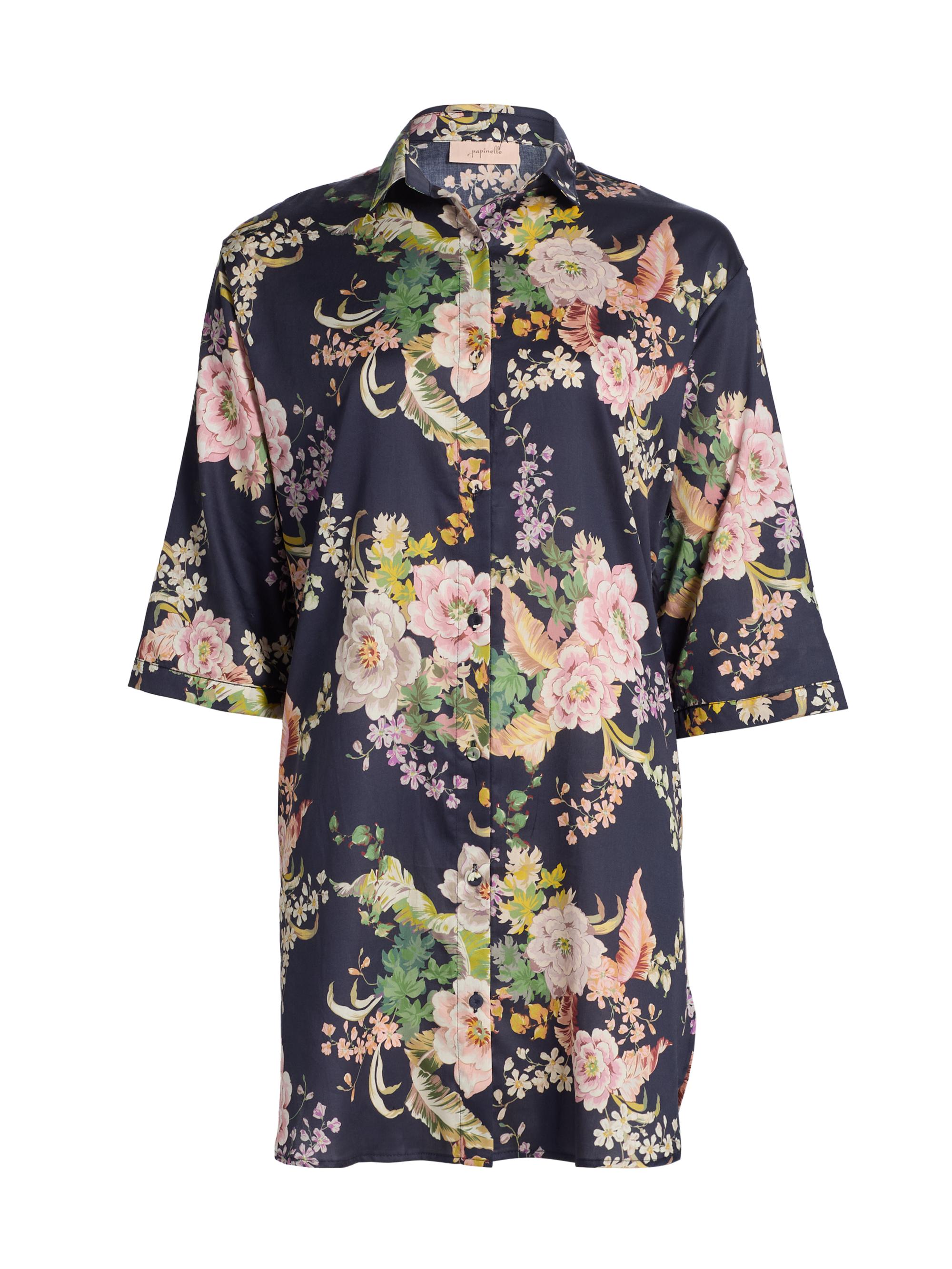 Papinelle Women's Betsy Floral Nightshirt - Navy