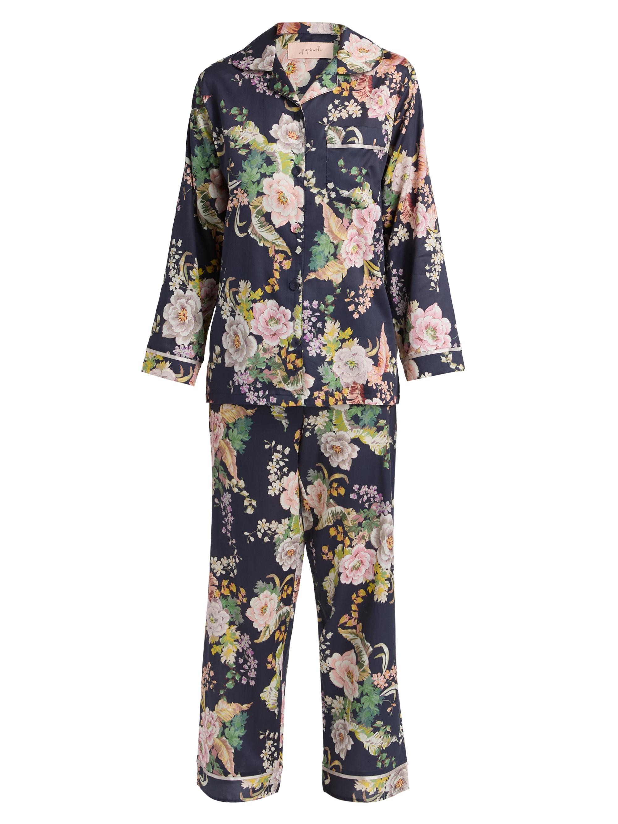 Papinelle Women's Betsy Floral Full-Length Pajamas - Navy