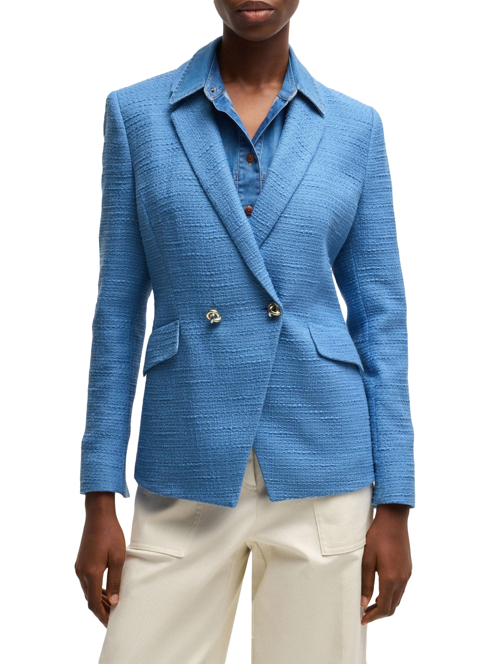 BOSS Women's Slim-Fit Blazer in Tweed - Blue