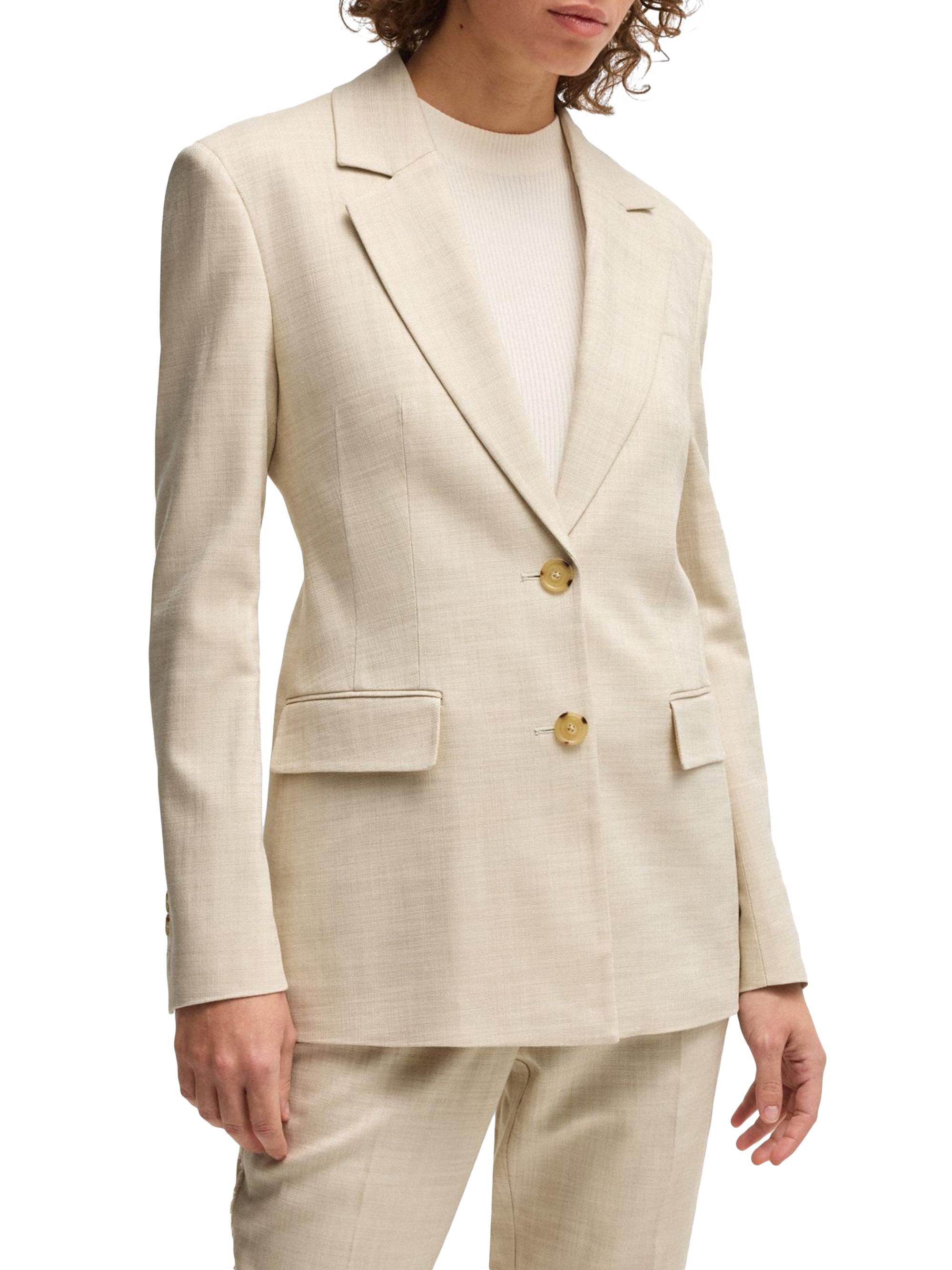 BOSS Women's Tailored Jacket in Melange Stretch Fabric - Beige