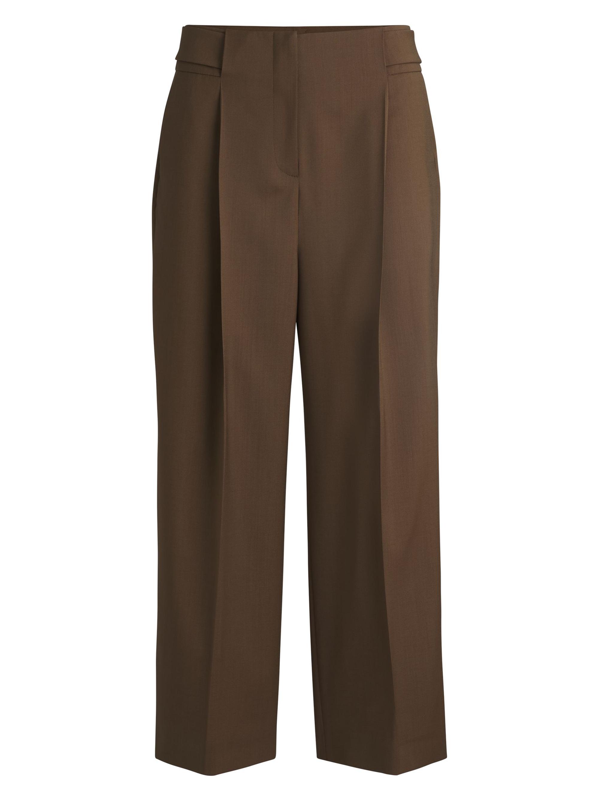 BOSS Women's Regular-Fit High-Waisted Trousers in Wool - Brown