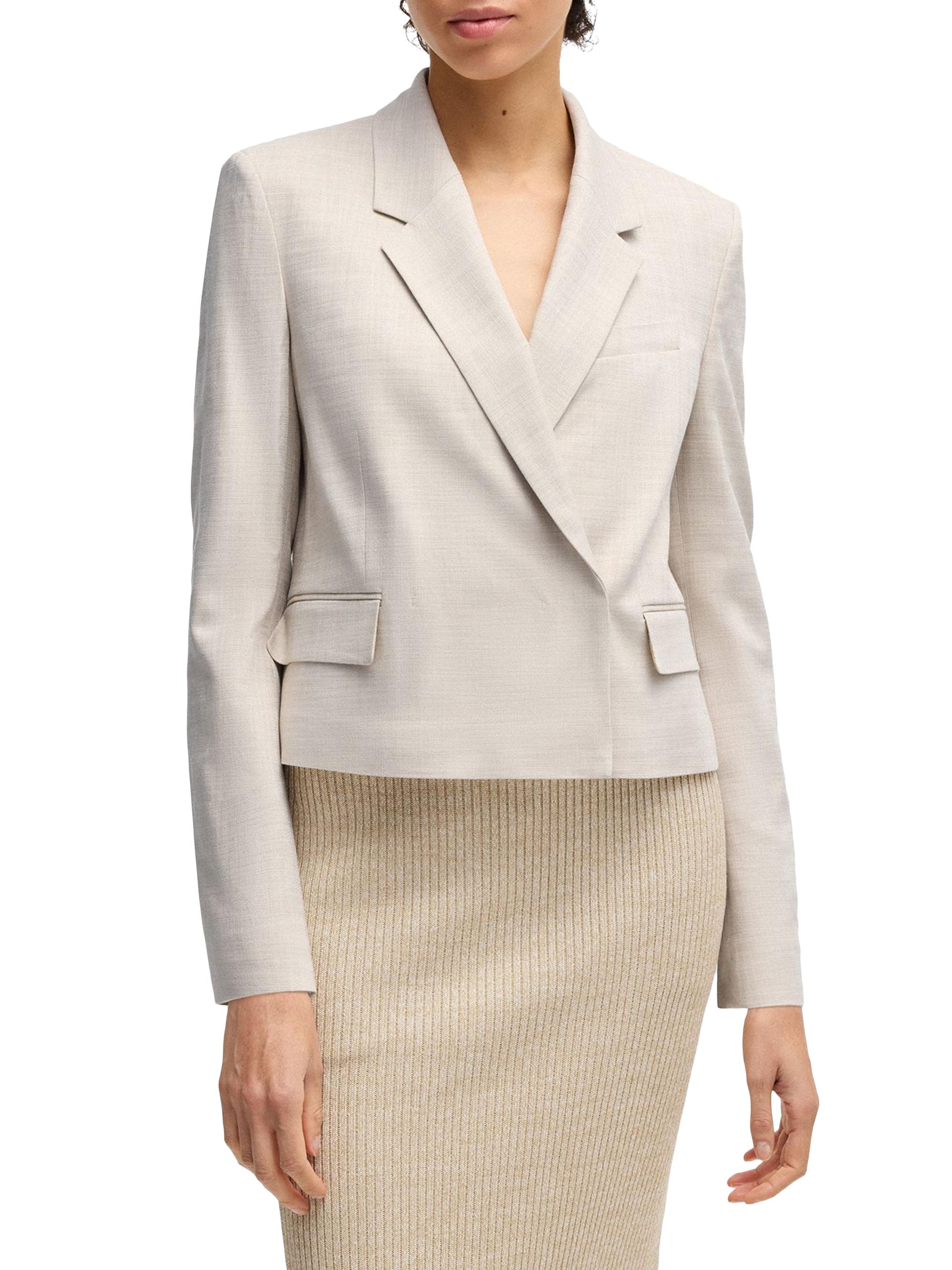 BOSS Women's Regular-Fit Blazer in Melange Stretch Fabric - White