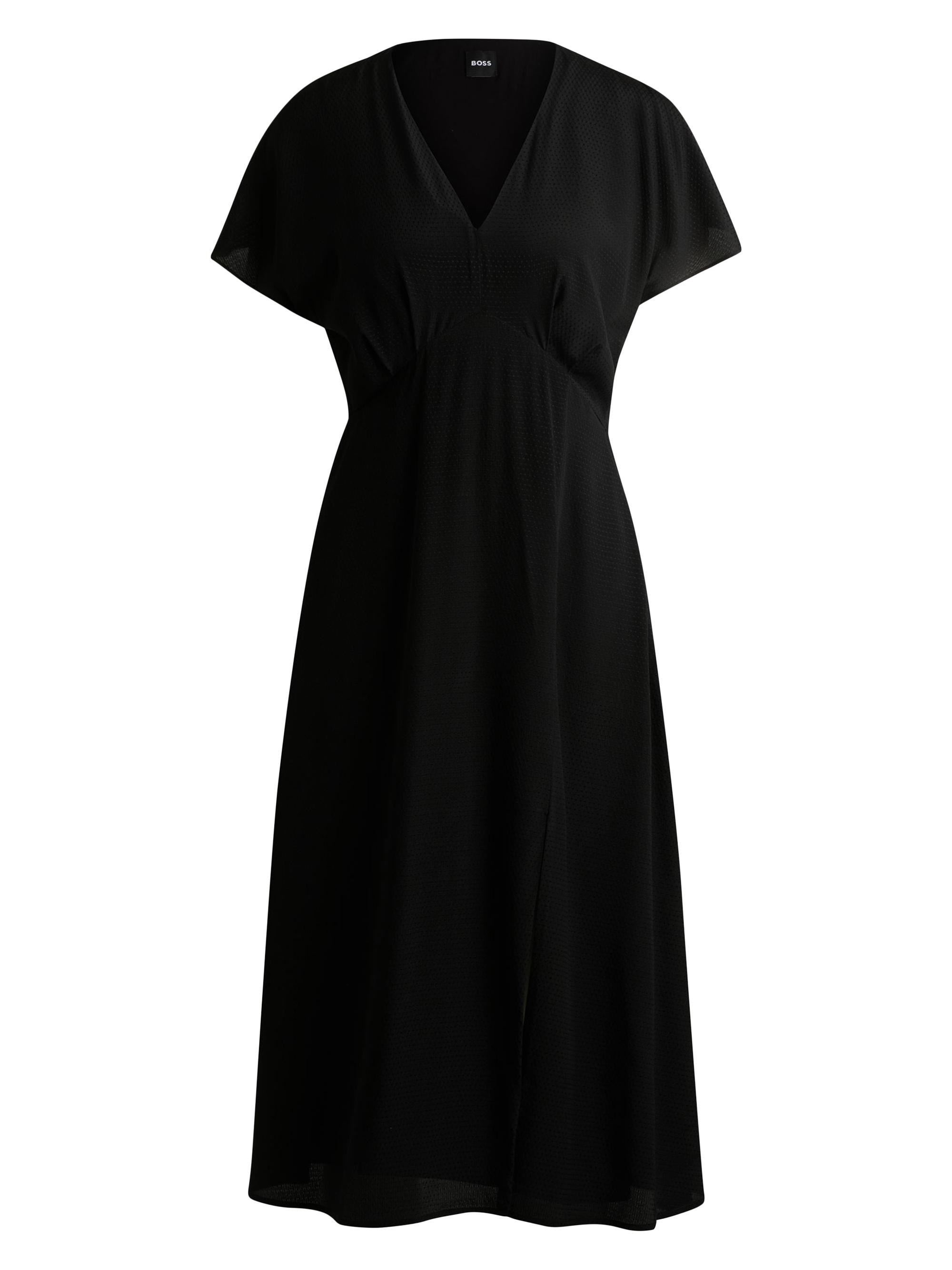 BOSS Women's V-Neck Dress in Dot-Patterned Silk - Black