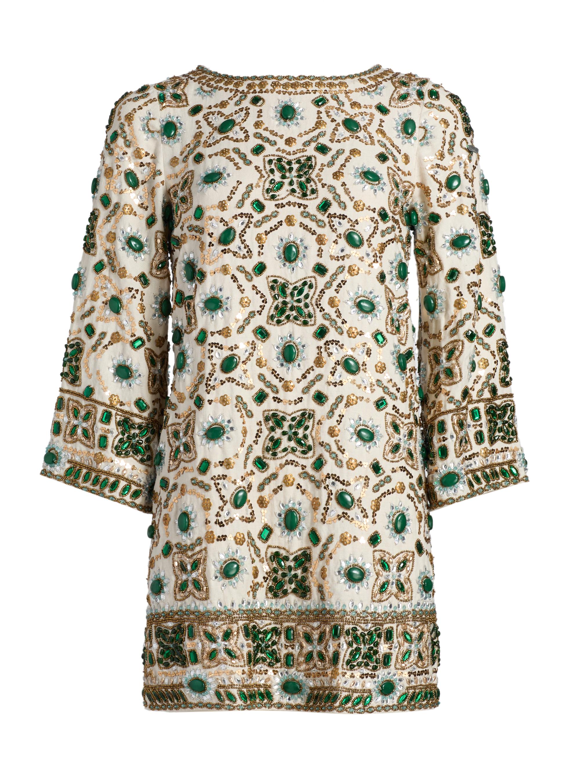 Alice + Olivia Women's Eleonora Embellished Linen Tunic Minidress - Off White Multi