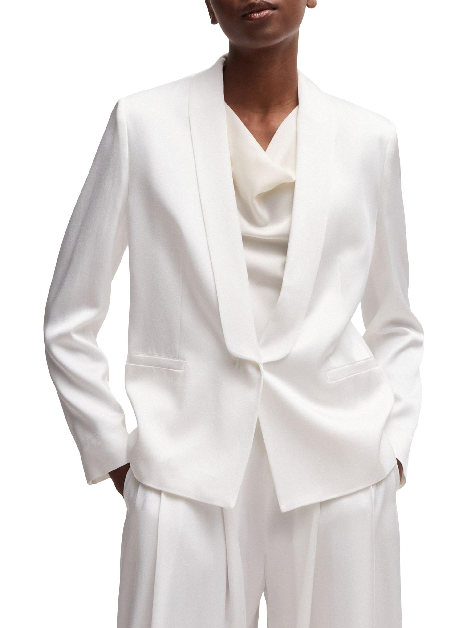 BOSS Women's Relaxed-Fit Blazer with Shawl Lapels - White