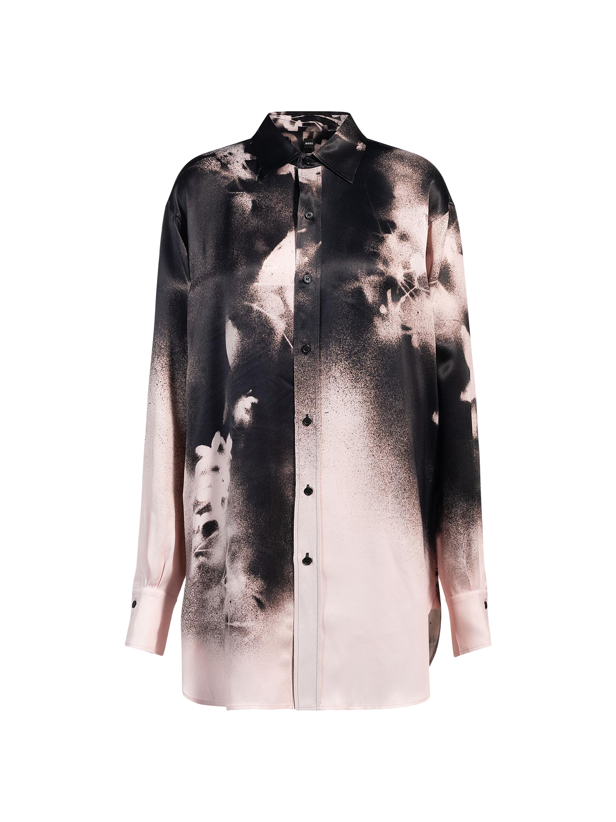 BOSS Women's Tailored Blouse with Floral Print - Black White