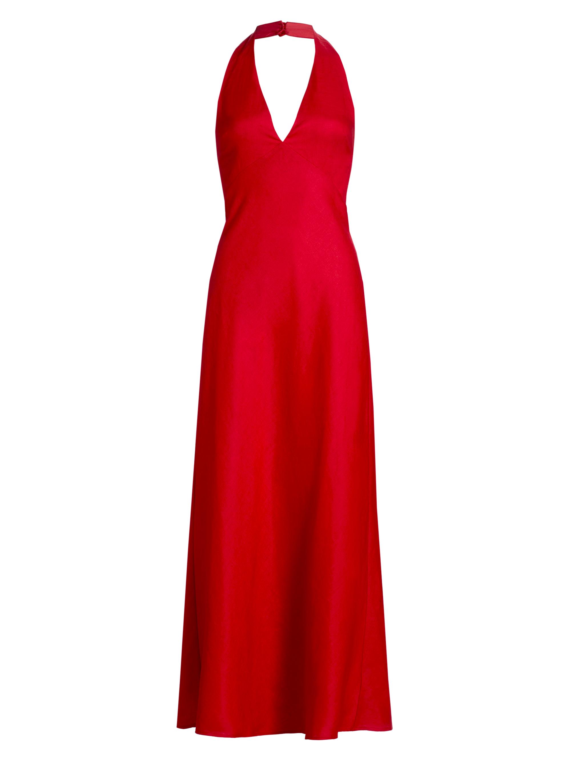 Reformation Women's Delilah Linen Maxi Dress - Lipstick