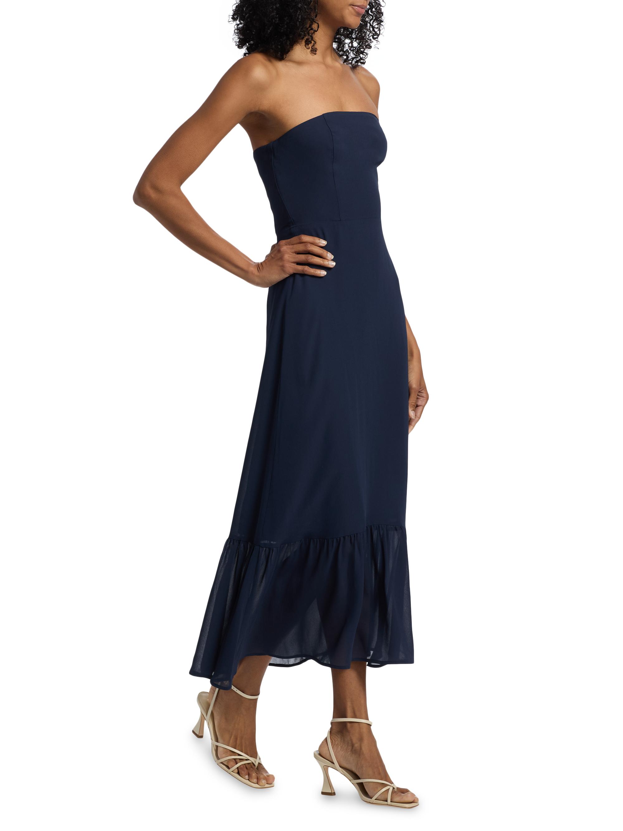 reformation blue strapless dress Arta Midi-Dress White Slip Dress, White engcut80 Color:Black&Metallic Gold Soft and stretchy.